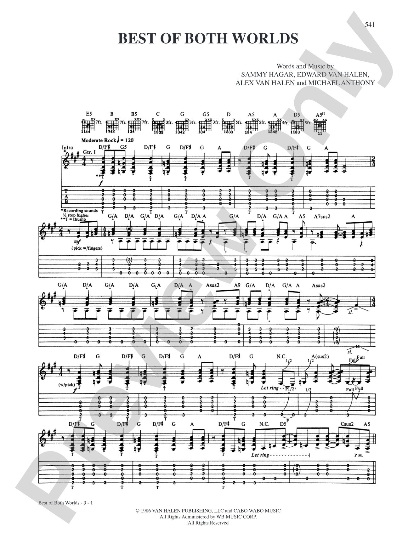 Best Of Both Worlds: Authentic Guitar TAB