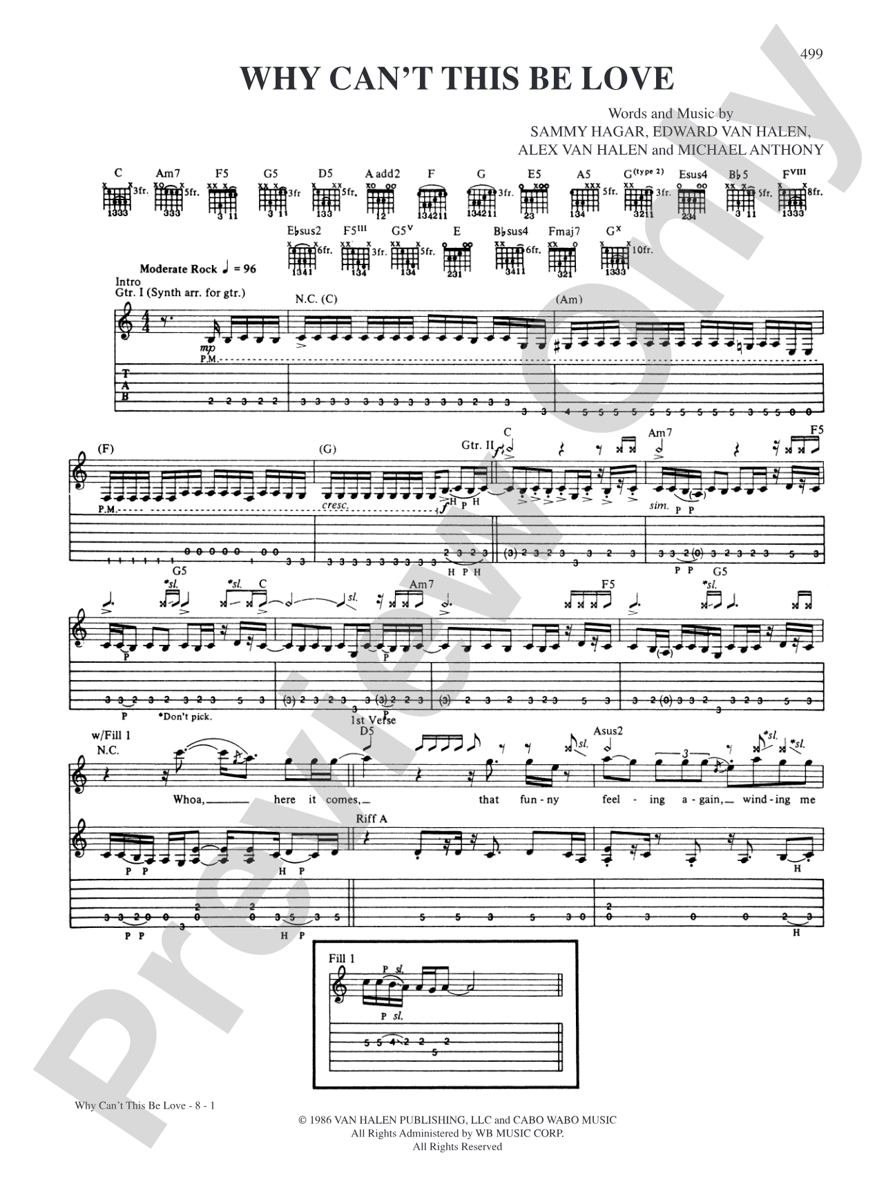 Why Can't This Be Love: Authentic Guitar TAB