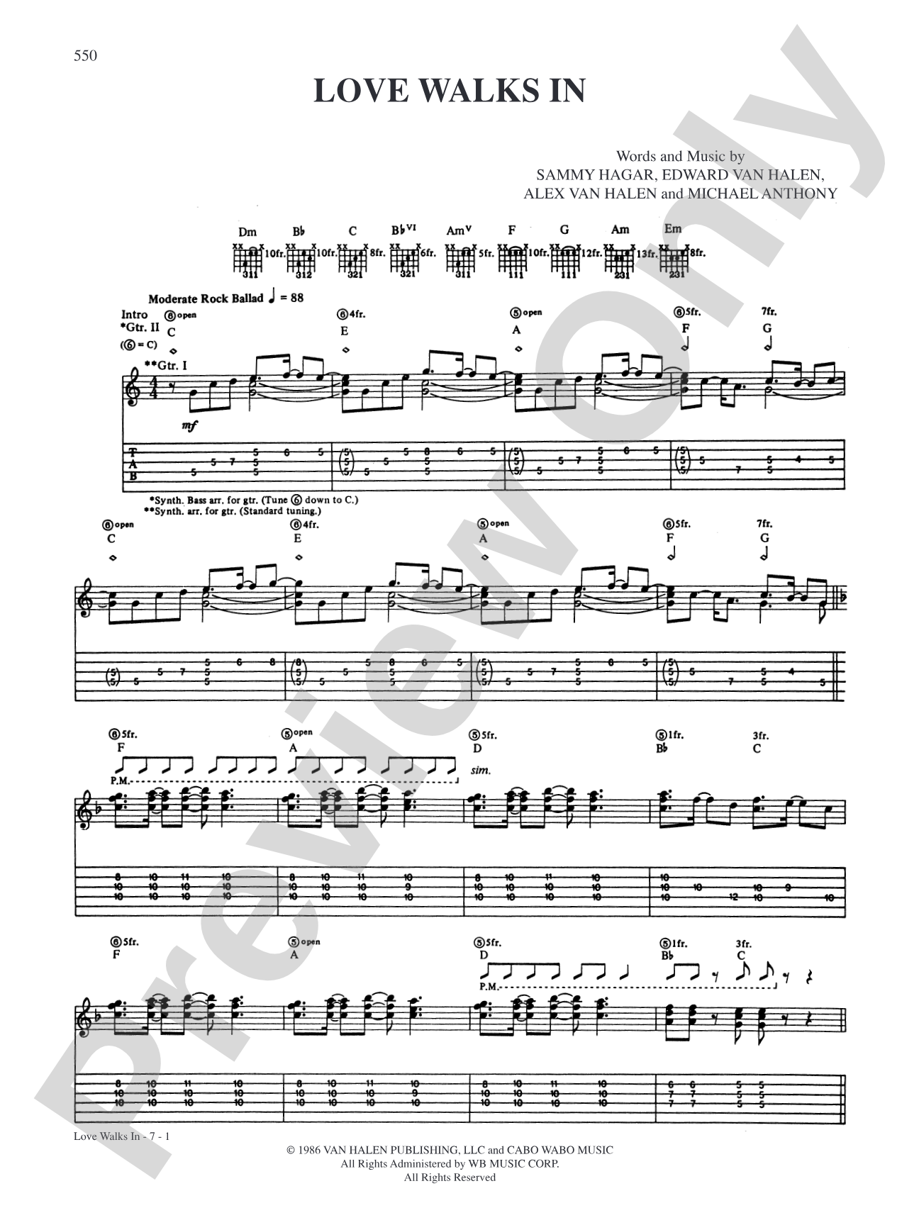 Love Walks In: Authentic Guitar TAB