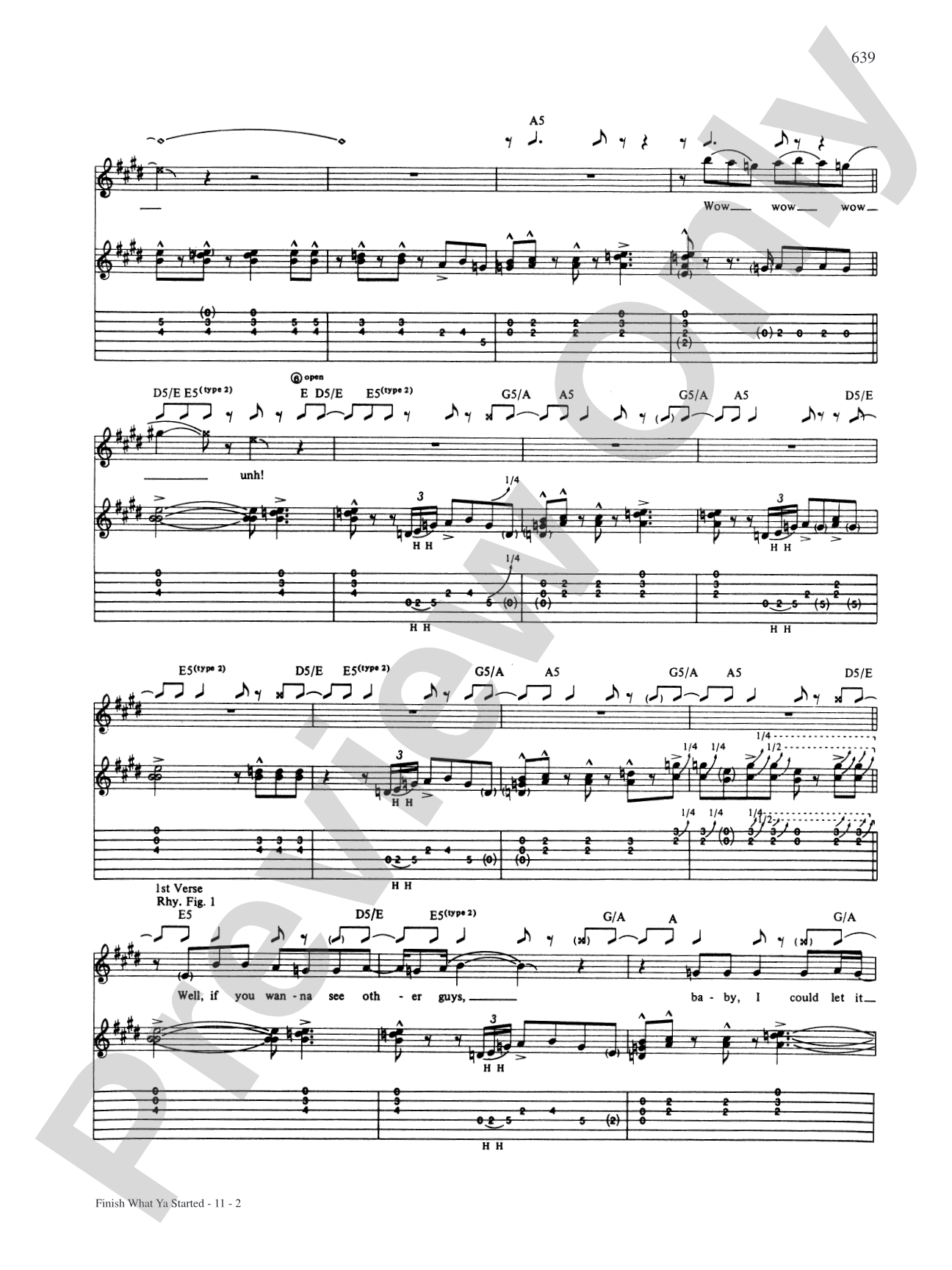 Finish What Ya Started: Authentic Guitar TAB