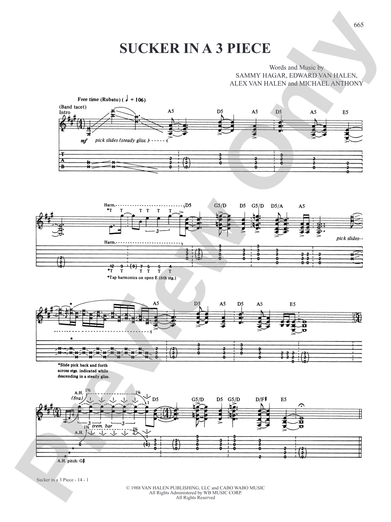 Sucker In A 3 Piece: Authentic Guitar TAB