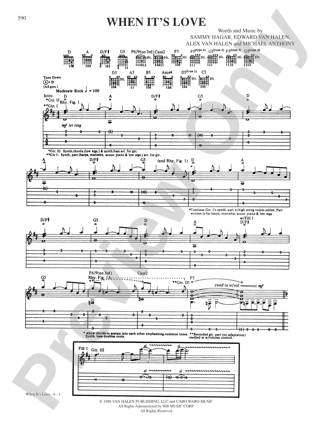When It's Love: Authentic Guitar TAB
