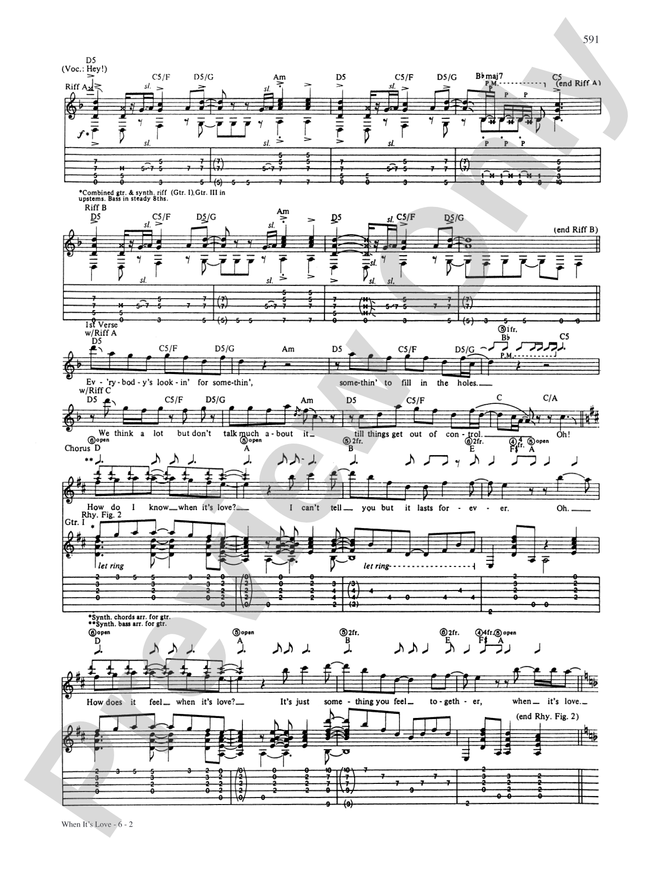 When It's Love: Authentic Guitar TAB