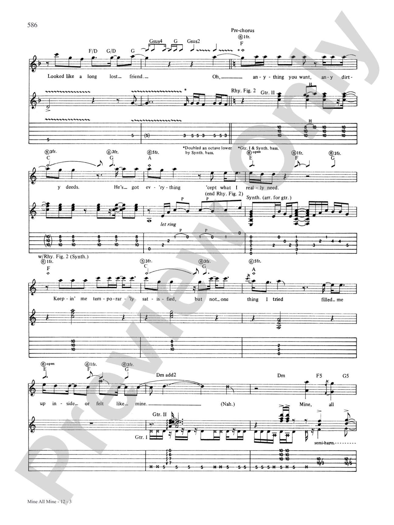 Mine All Mine: Authentic Guitar TAB