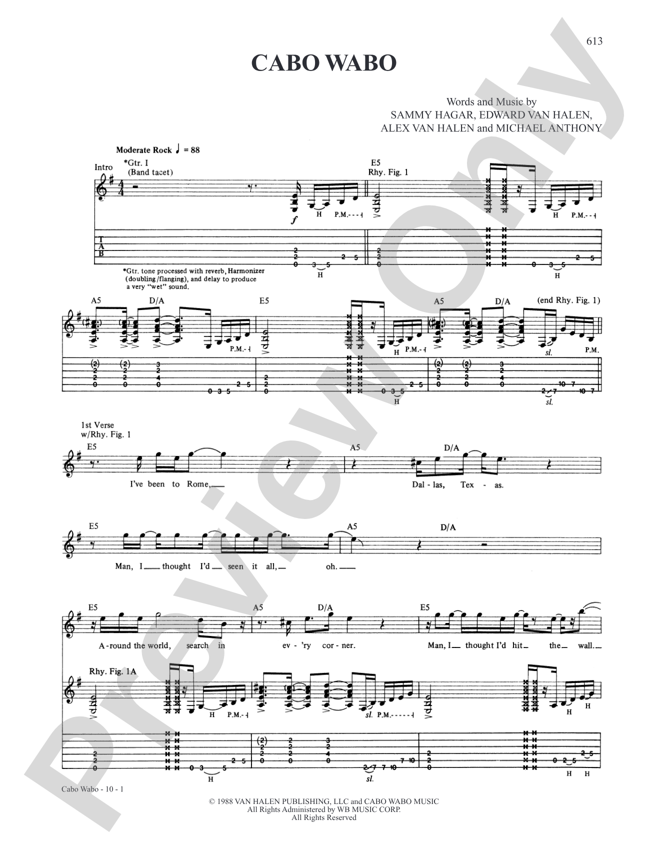 Cabo Wabo: Authentic Guitar TAB