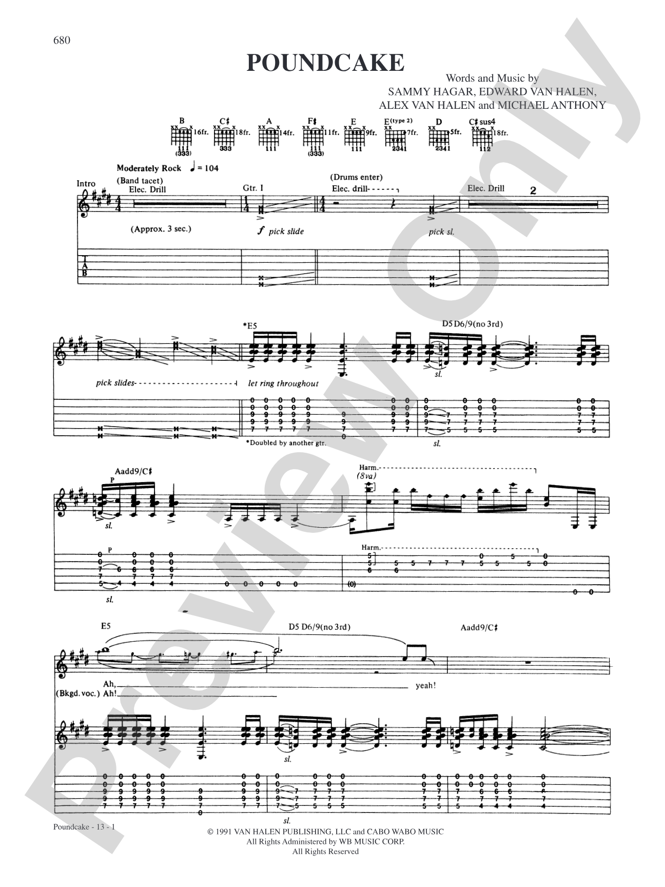 Poundcake: Authentic Guitar TAB