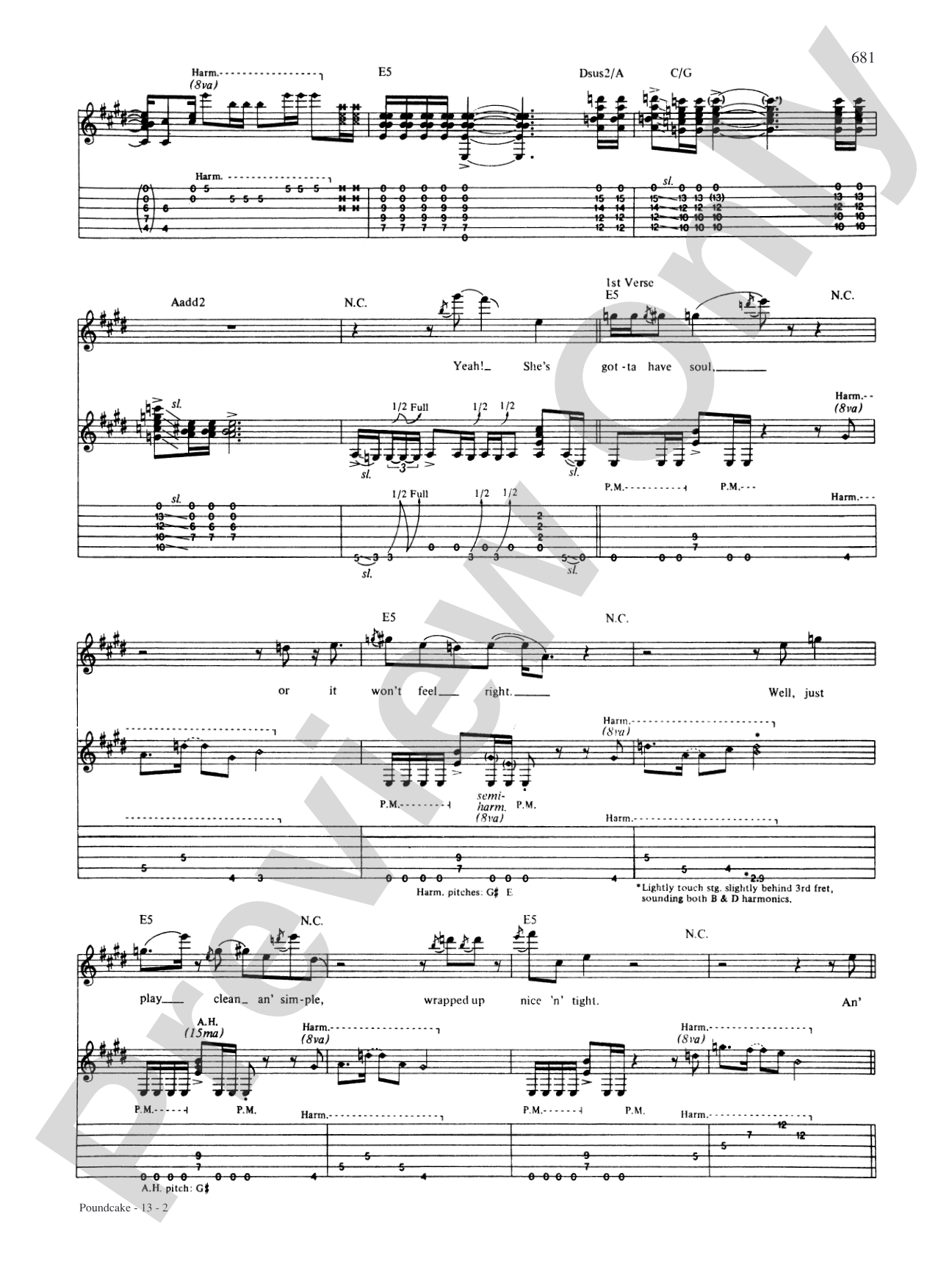 Poundcake: Authentic Guitar TAB