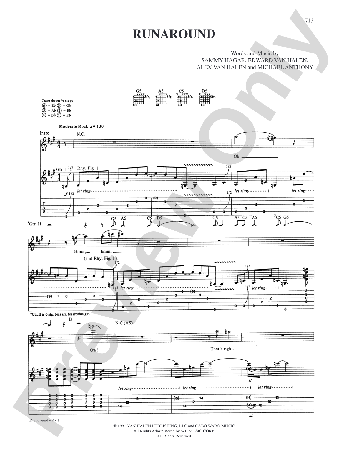 Runaround: Authentic Guitar TAB