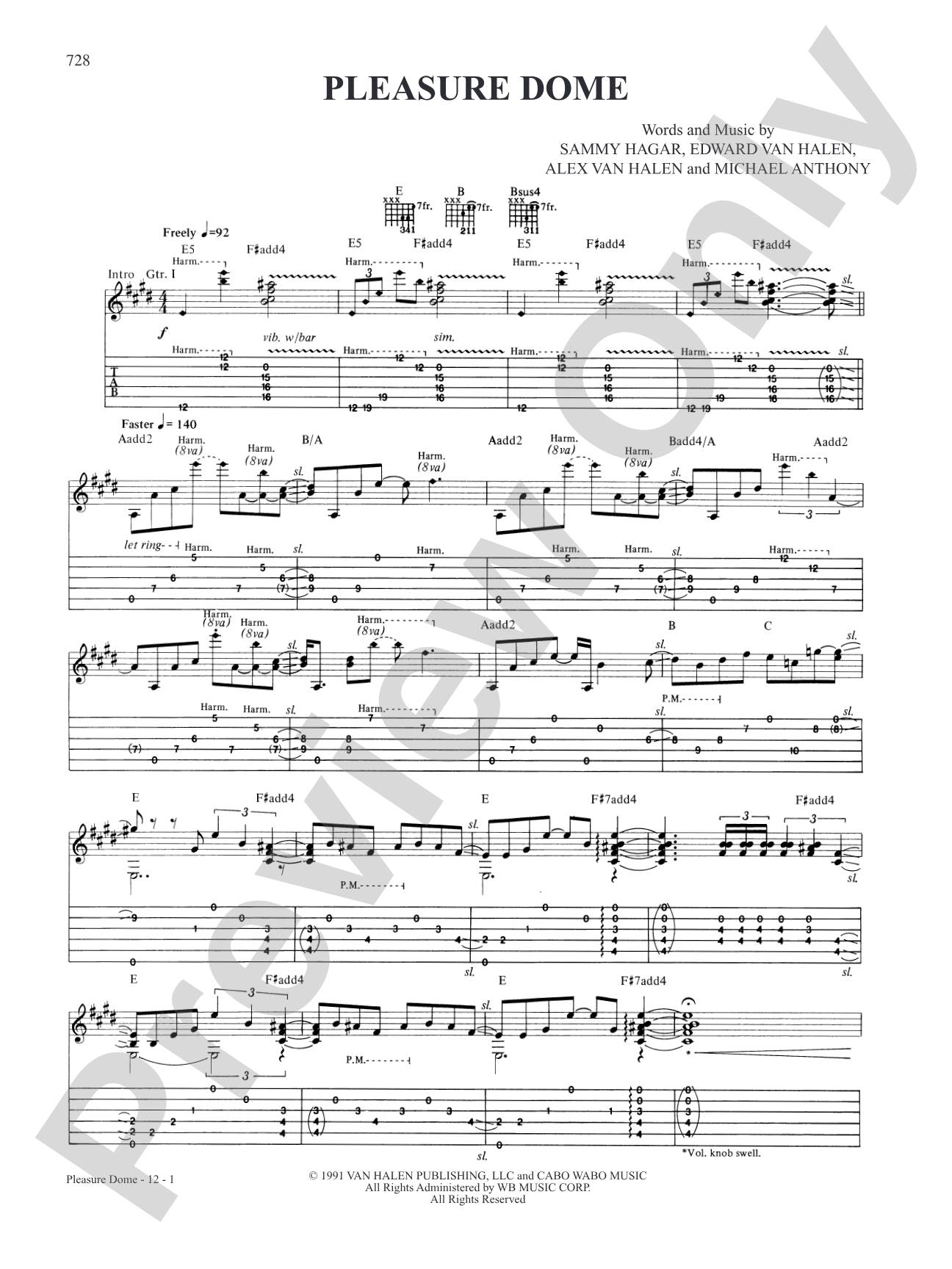 Pleasure Dome: Authentic Guitar TAB