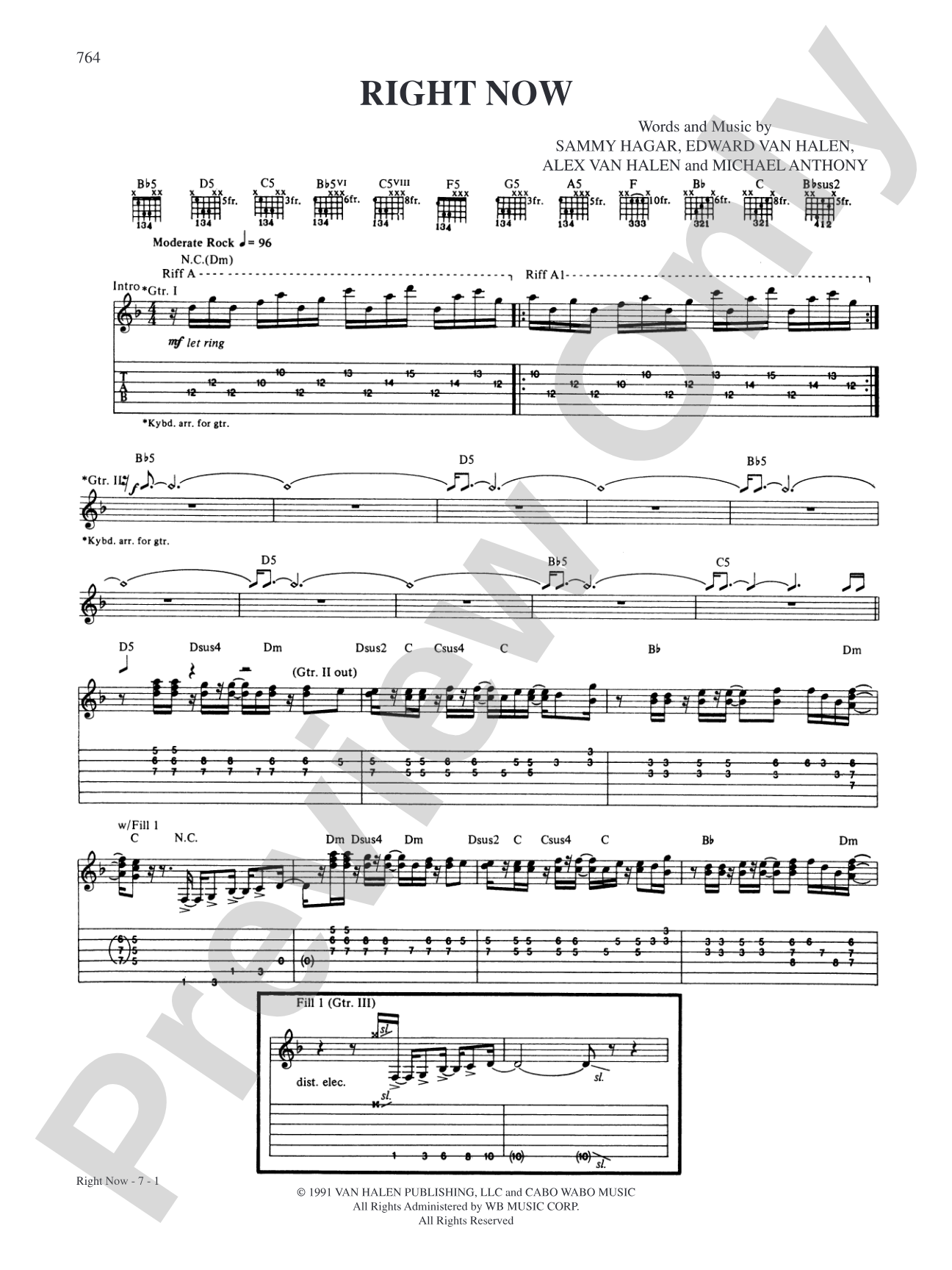 Right Now: Authentic Guitar TAB