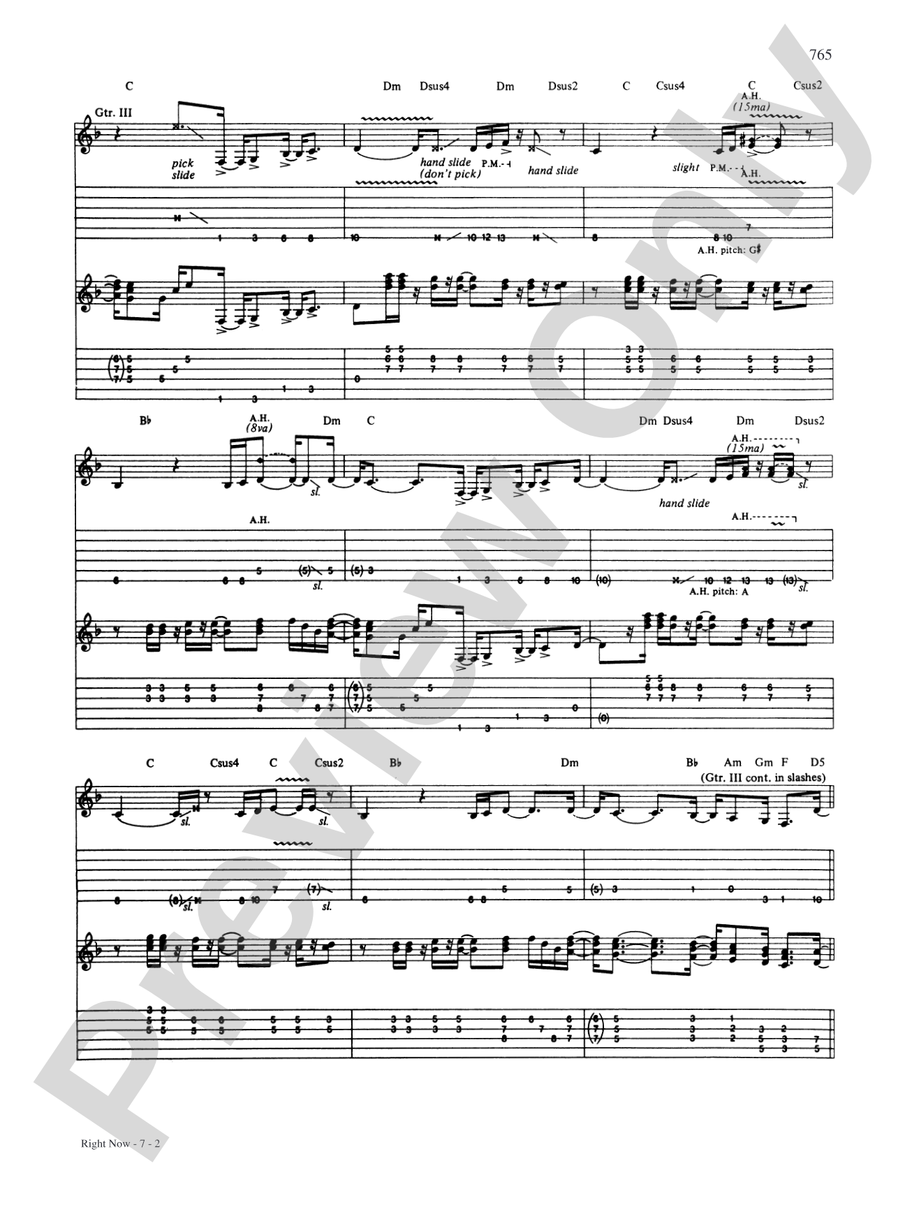Right Now: Authentic Guitar TAB