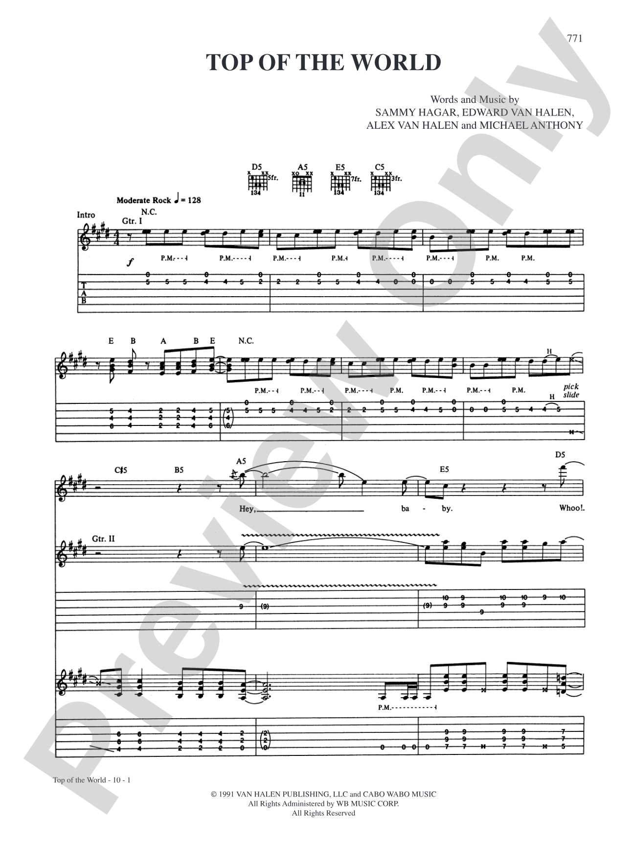 Top Of The World: Authentic Guitar TAB