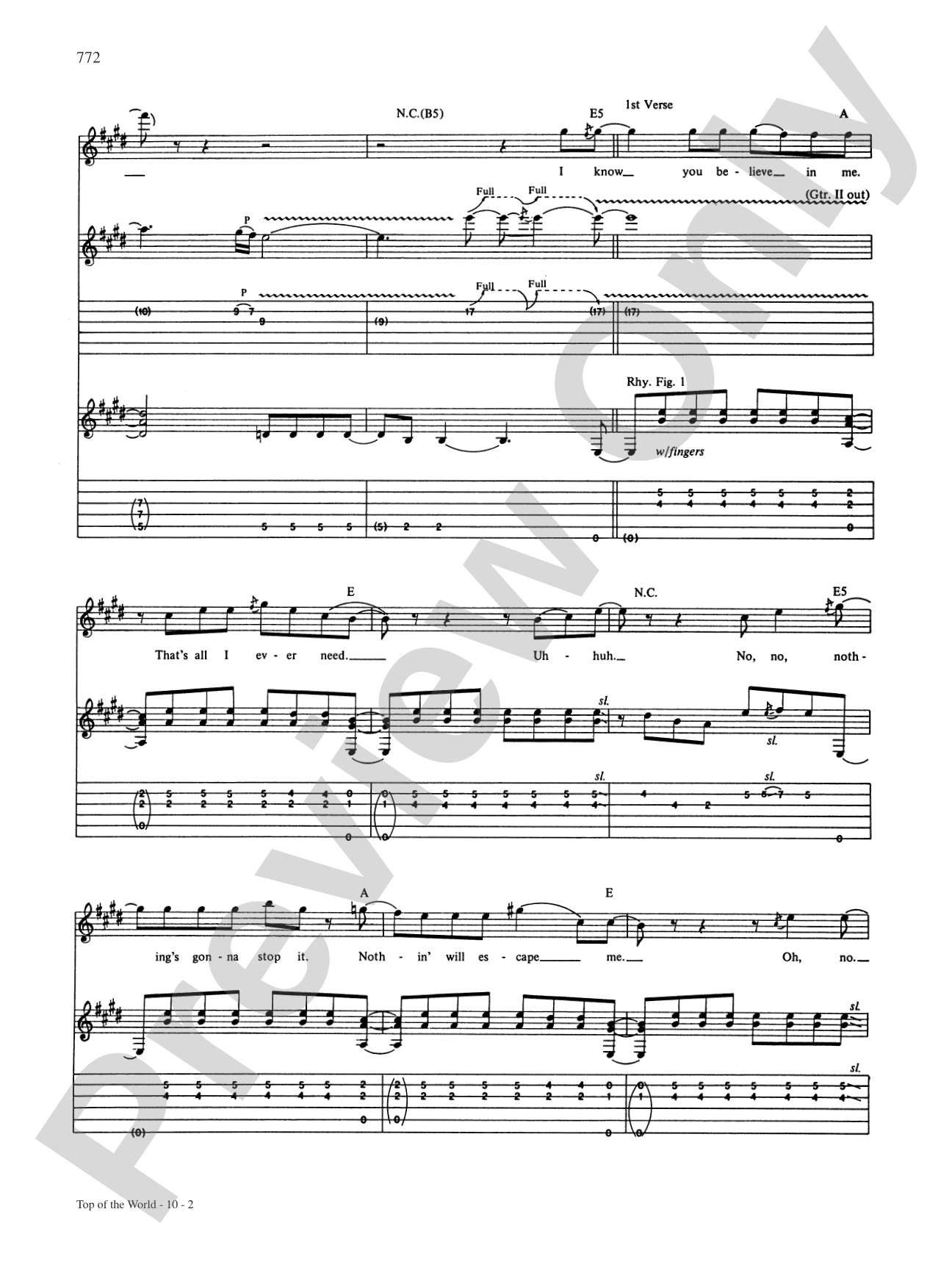 Top Of The World: Authentic Guitar TAB
