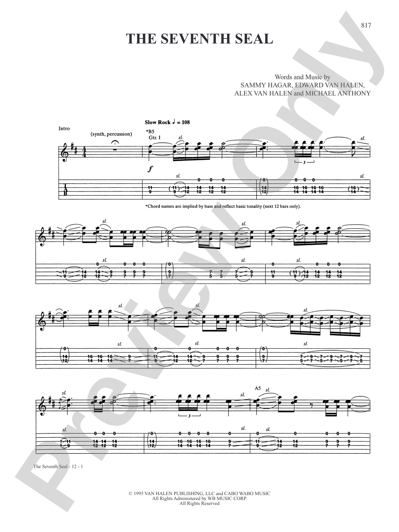 The Seventh Seal: Authentic Guitar TAB