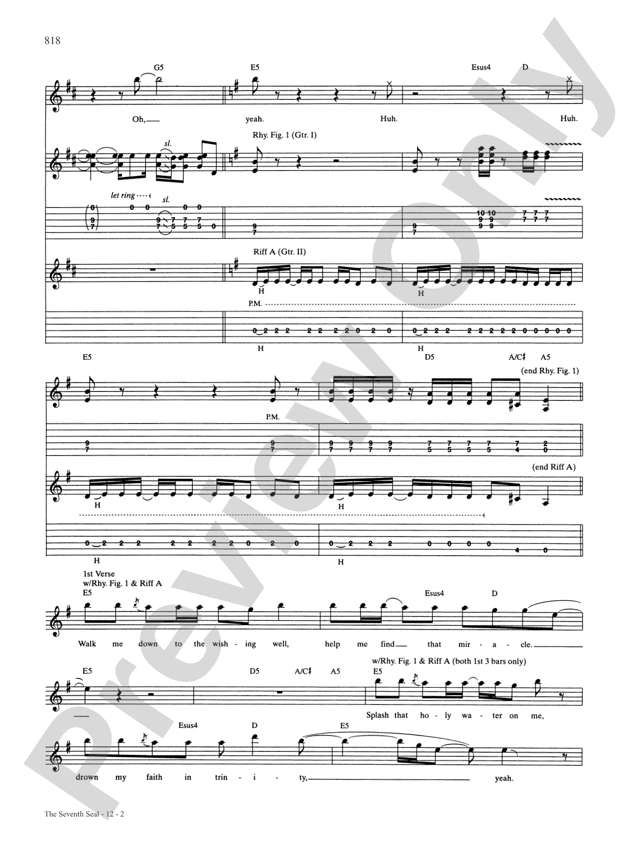 The Seventh Seal: Authentic Guitar TAB