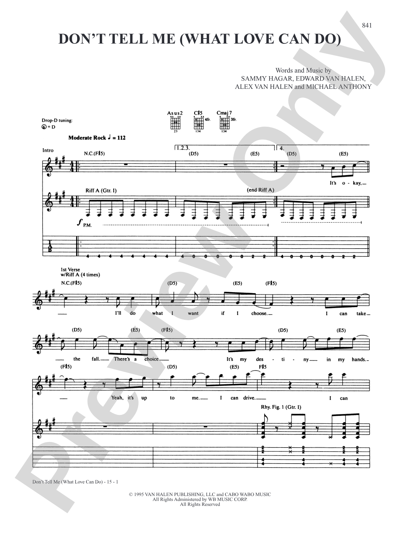 Don't Tell Me (What Love Can Do): Authentic Guitar TAB