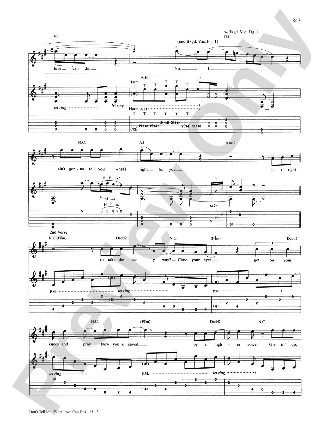 Don't Tell Me (What Love Can Do): Authentic Guitar TAB