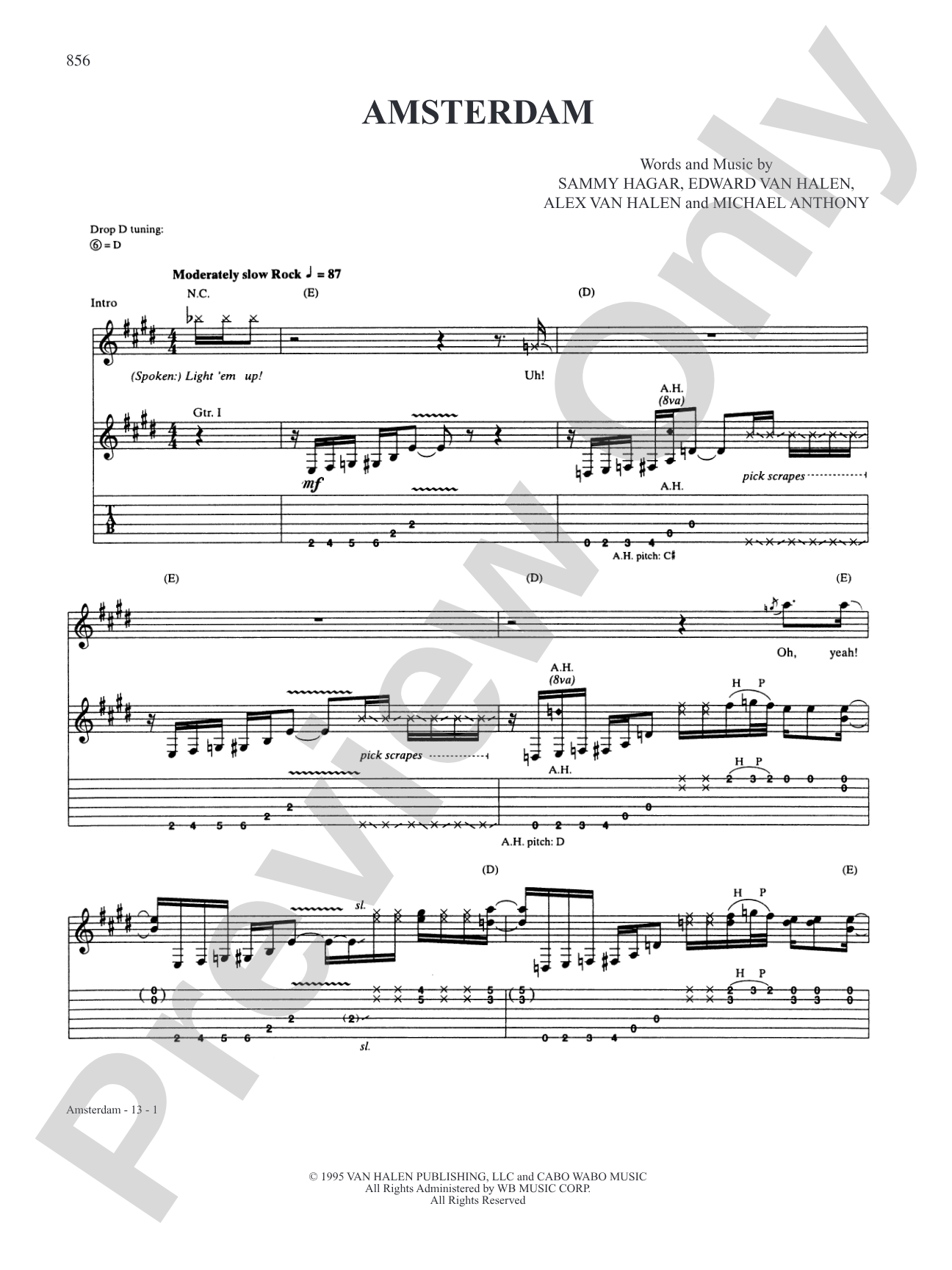 Amsterdam: Authentic Guitar TAB