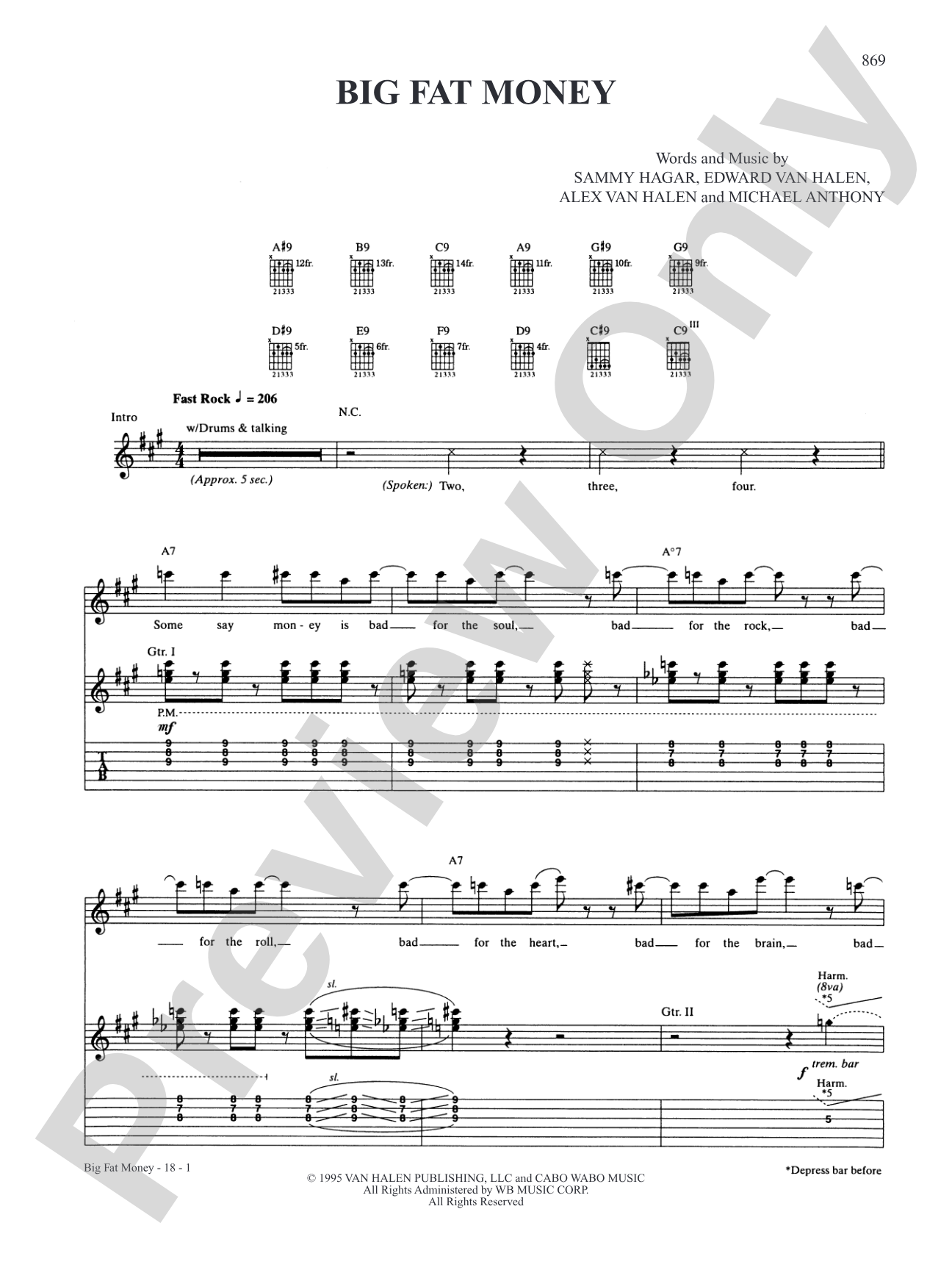 Big Fat Money: Authentic Guitar TAB
