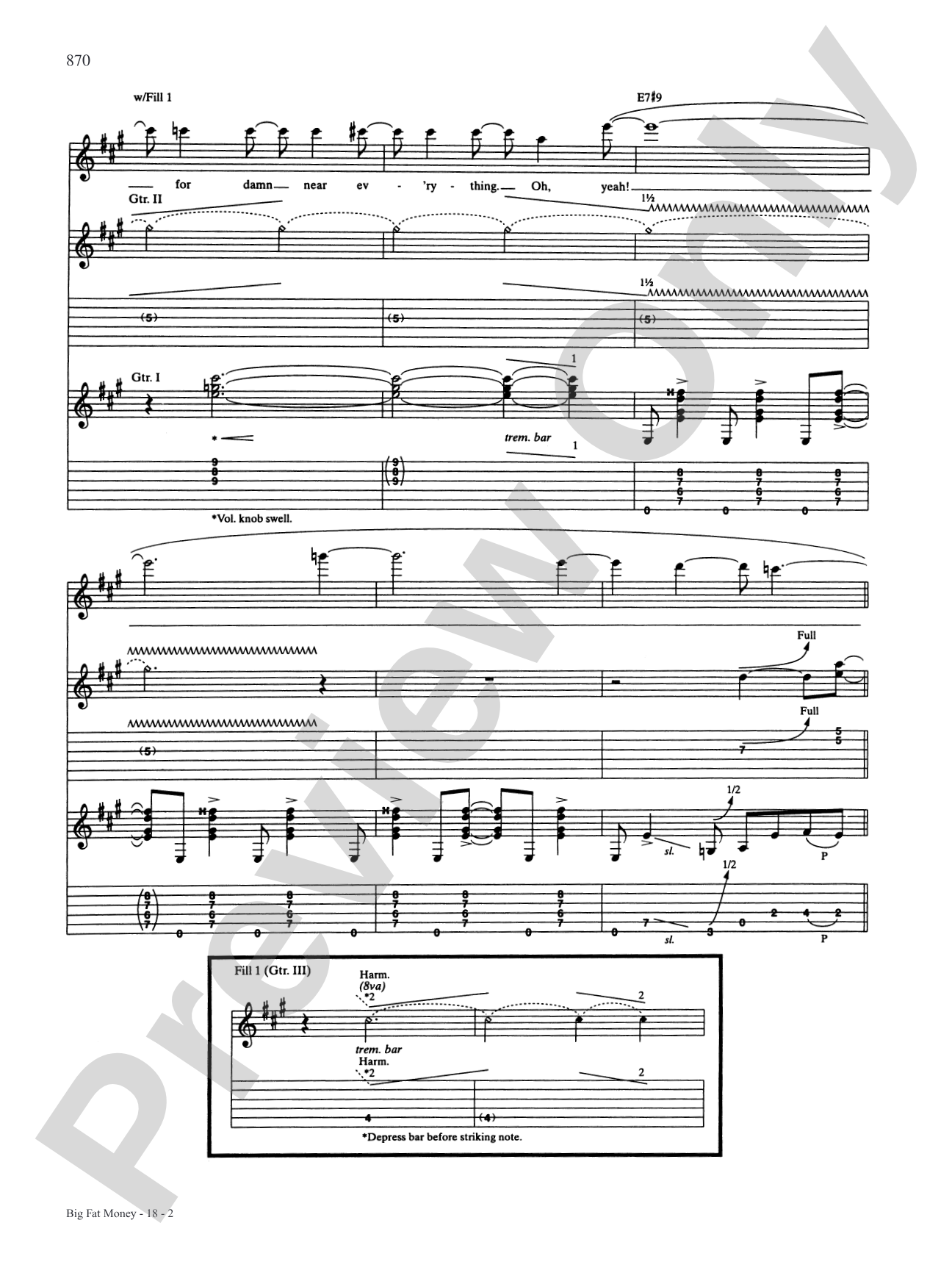 Big Fat Money: Authentic Guitar TAB