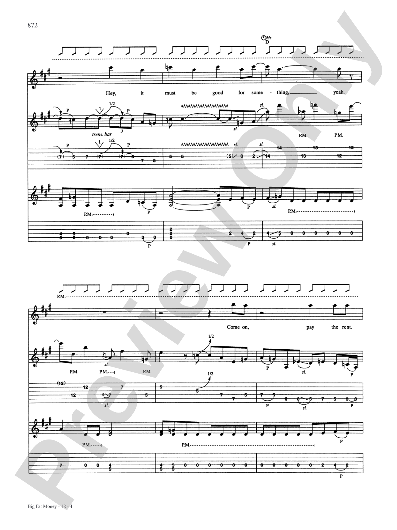 Big Fat Money: Authentic Guitar TAB