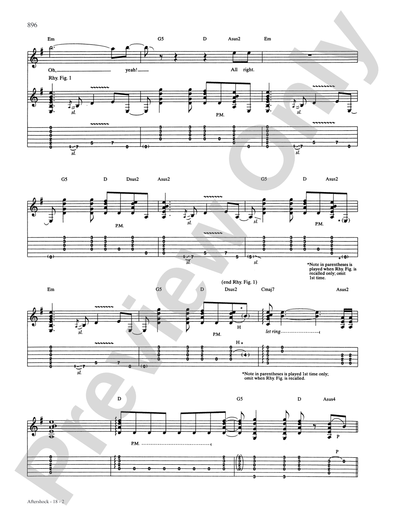 Aftershock: Authentic Guitar TAB