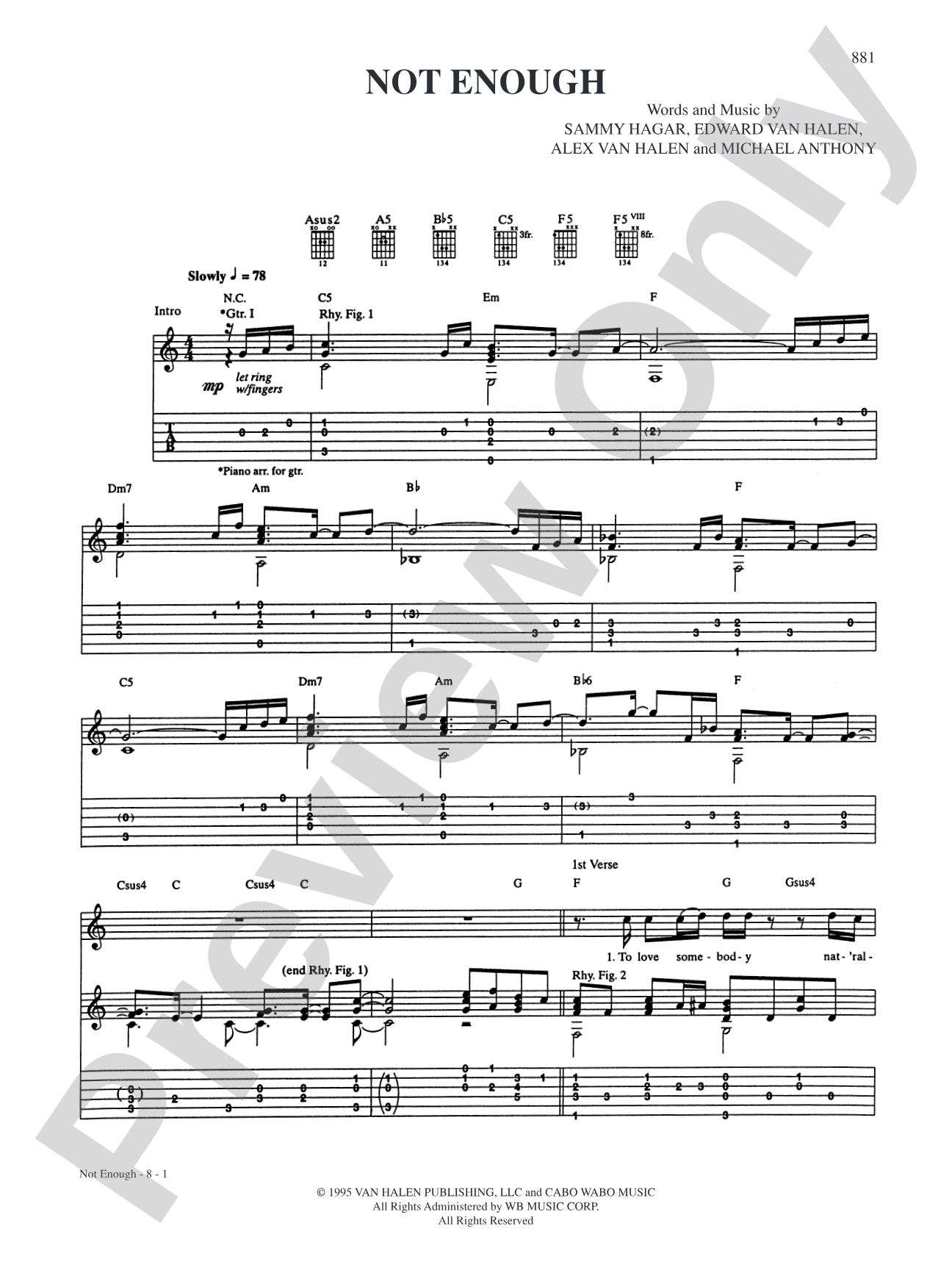 Not Enough: Authentic Guitar TAB
