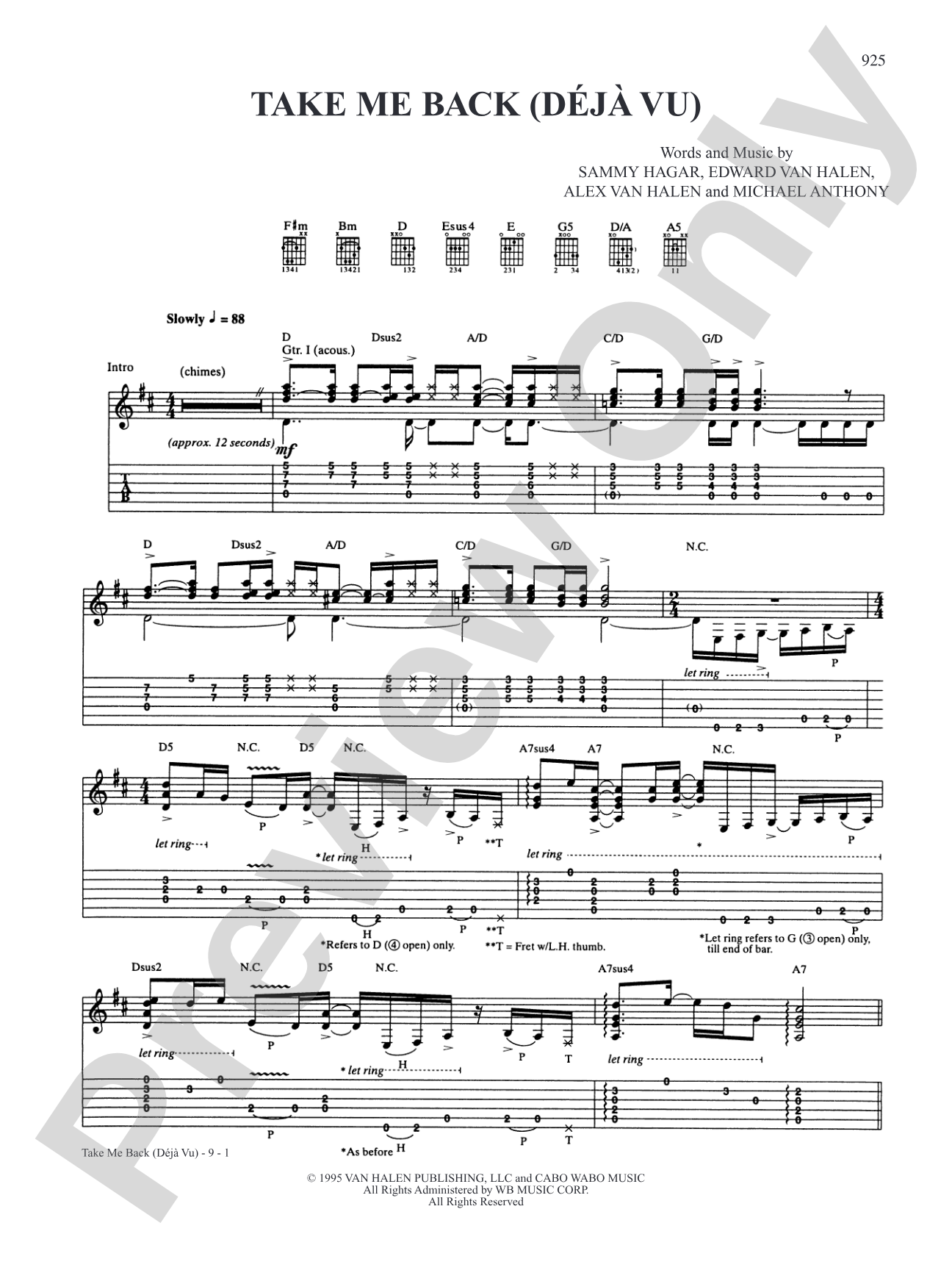 Take Me Back (Deja Vu): Authentic Guitar TAB