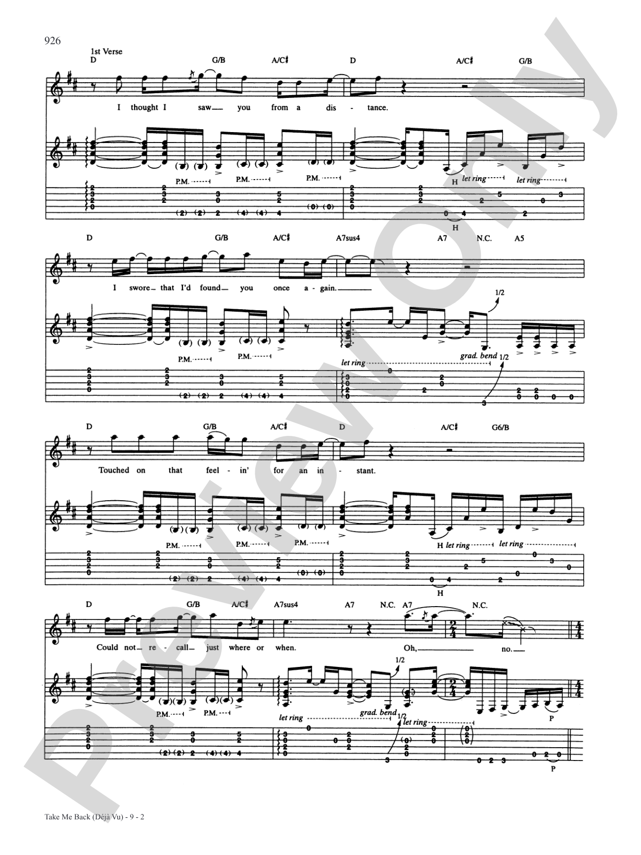 Take Me Back (Deja Vu): Authentic Guitar TAB