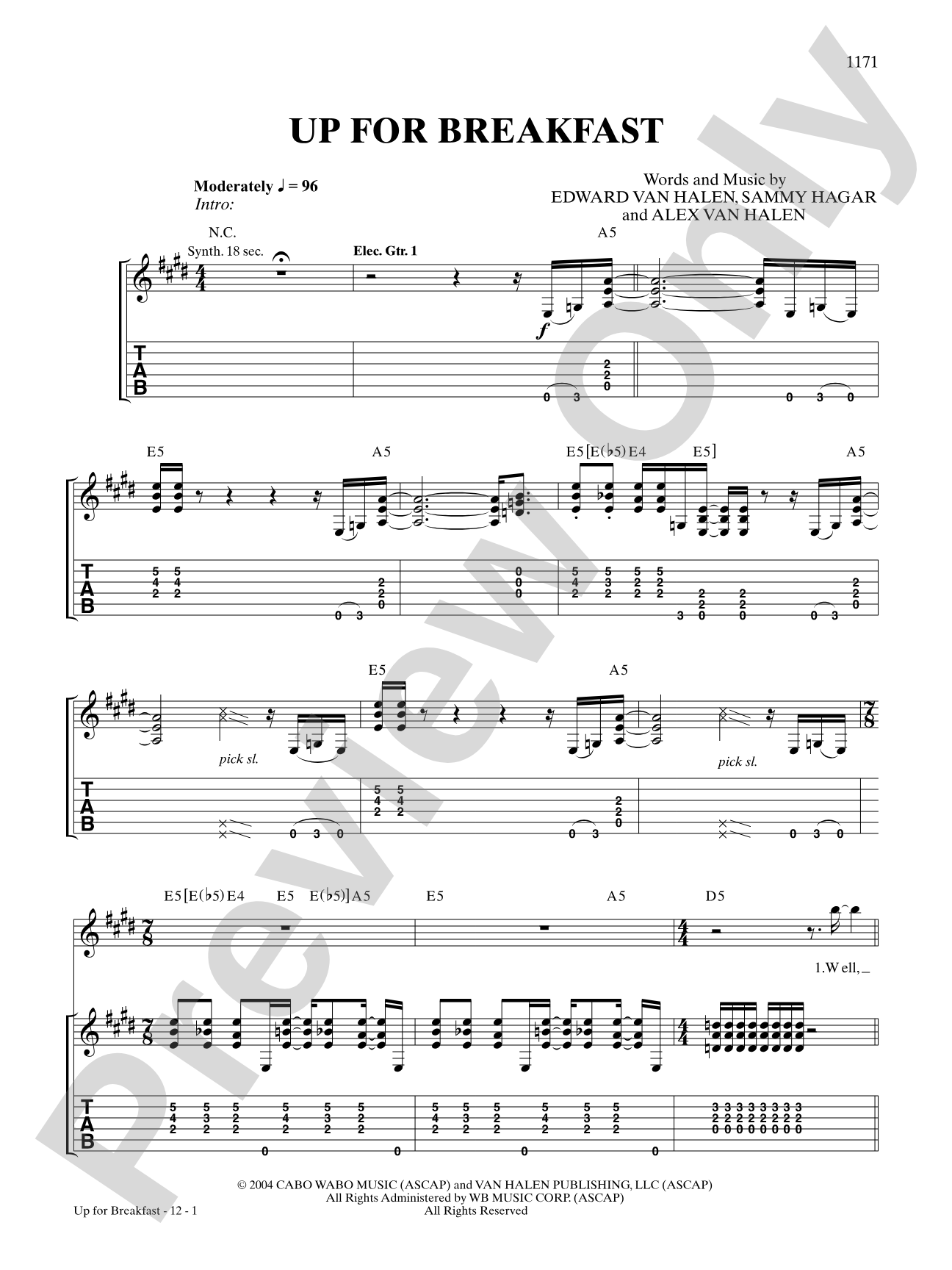 Up For Breakfast: Authentic Guitar TAB