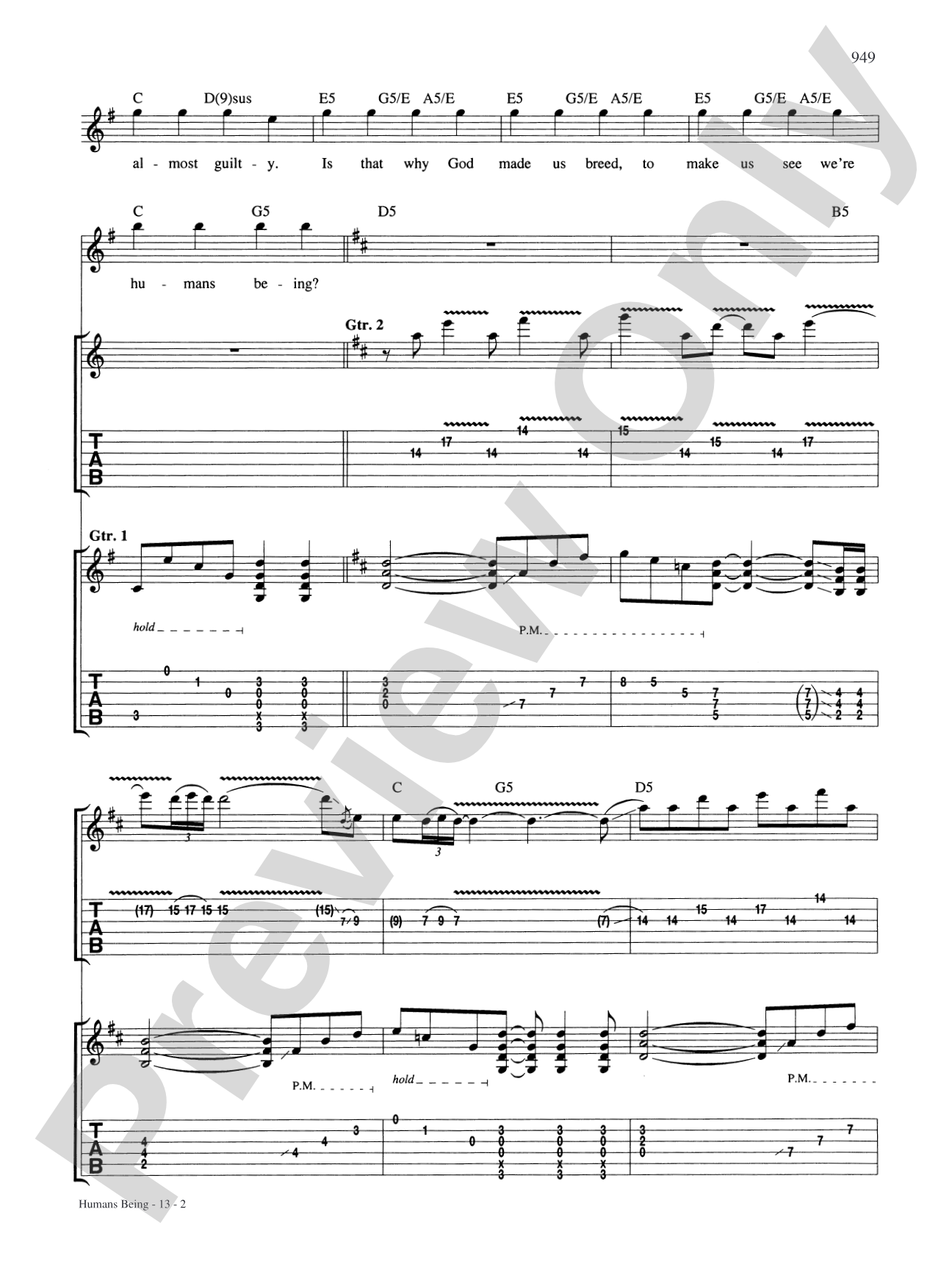 Humans Being: Authentic Guitar TAB