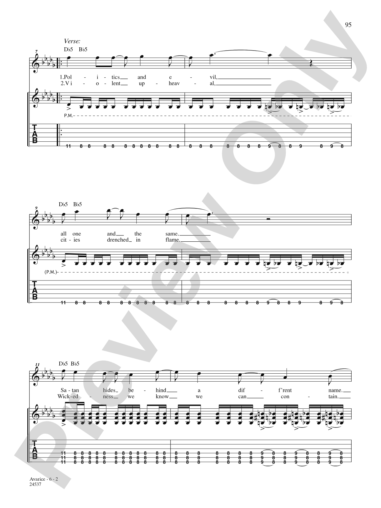 Avarice: Authentic Guitar TAB