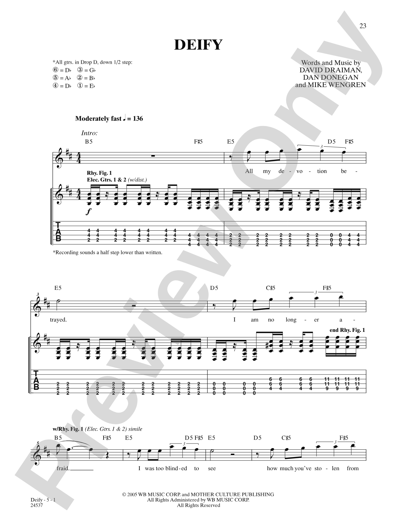 Deify: Authentic Guitar TAB