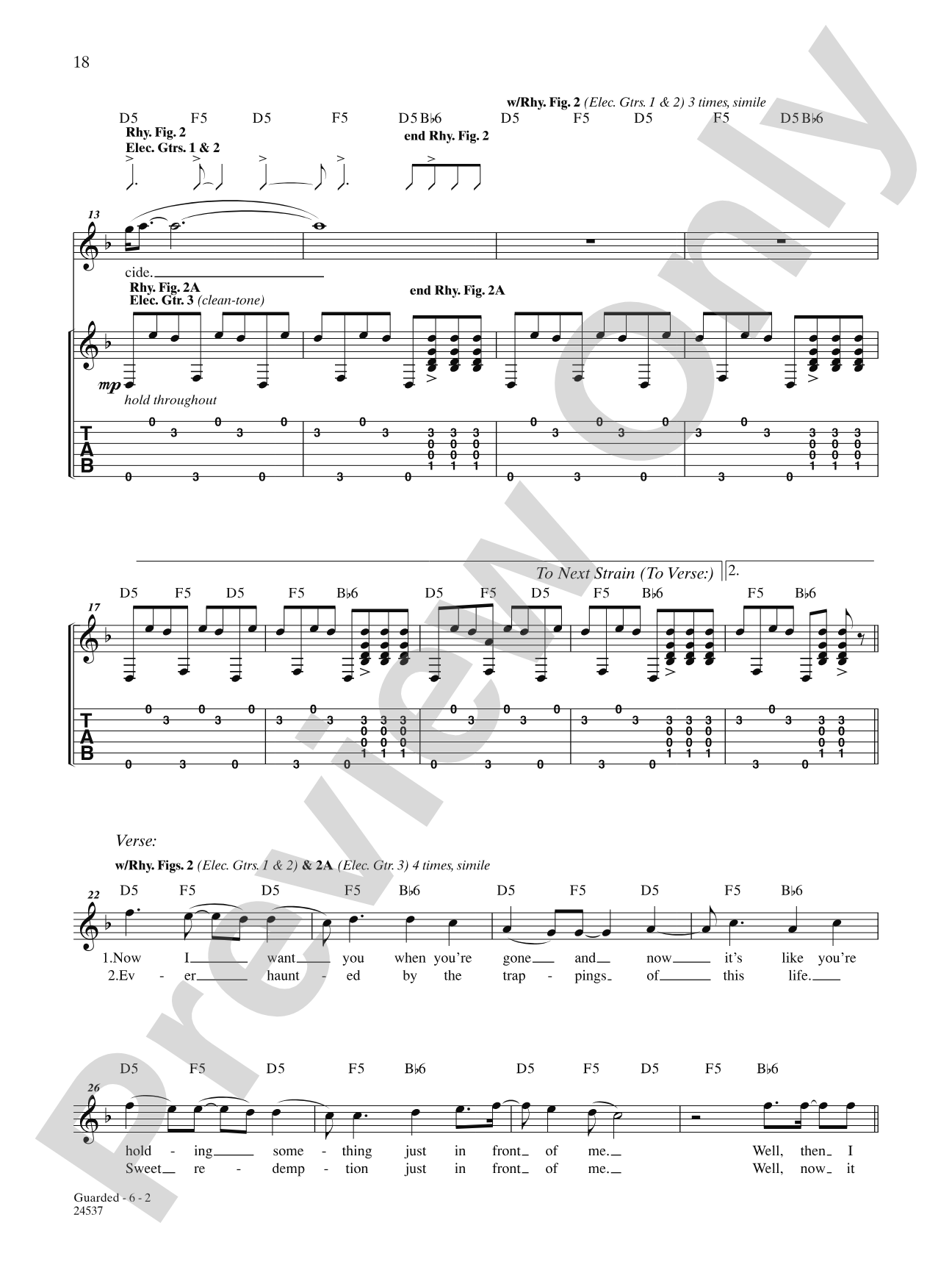 Guarded: Authentic Guitar TAB