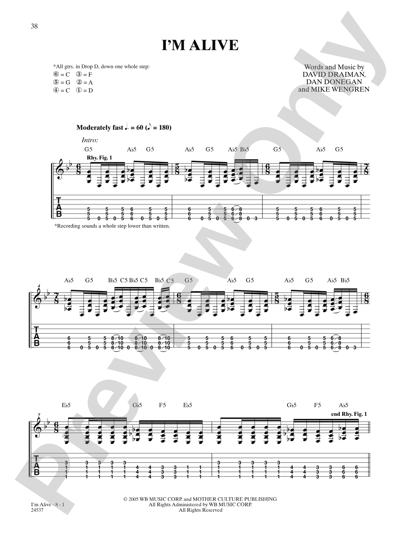 I'm Alive: Authentic Guitar TAB