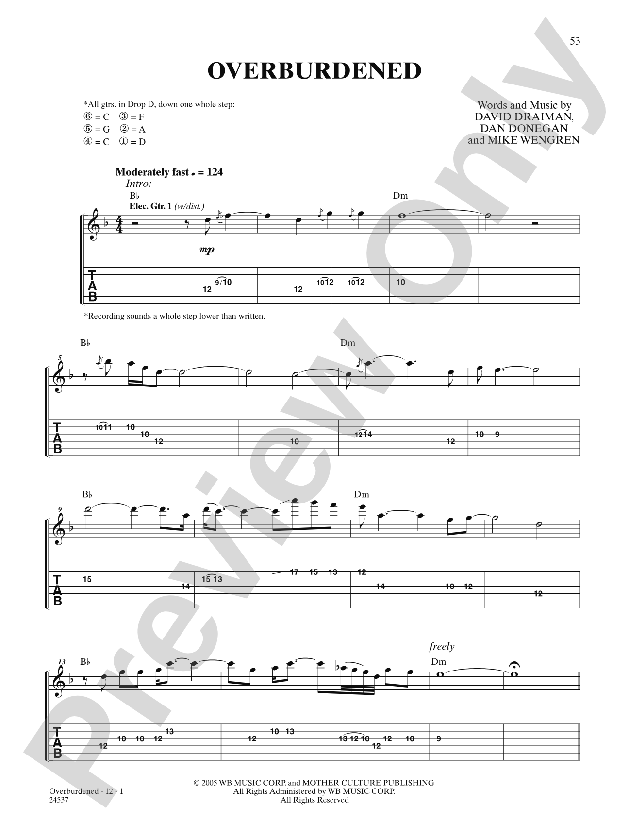 Overburdened: Authentic Guitar TAB