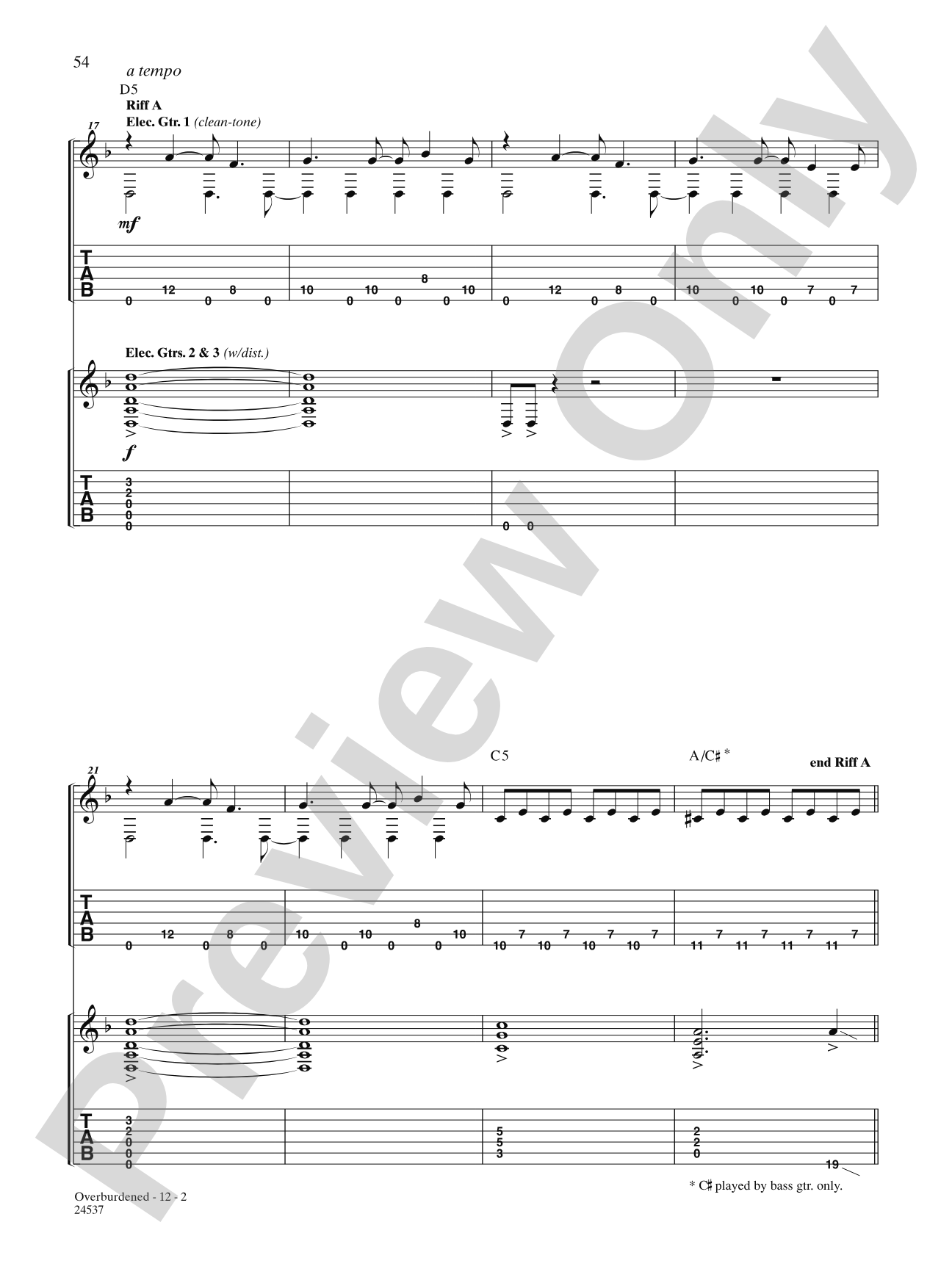 Overburdened: Authentic Guitar TAB