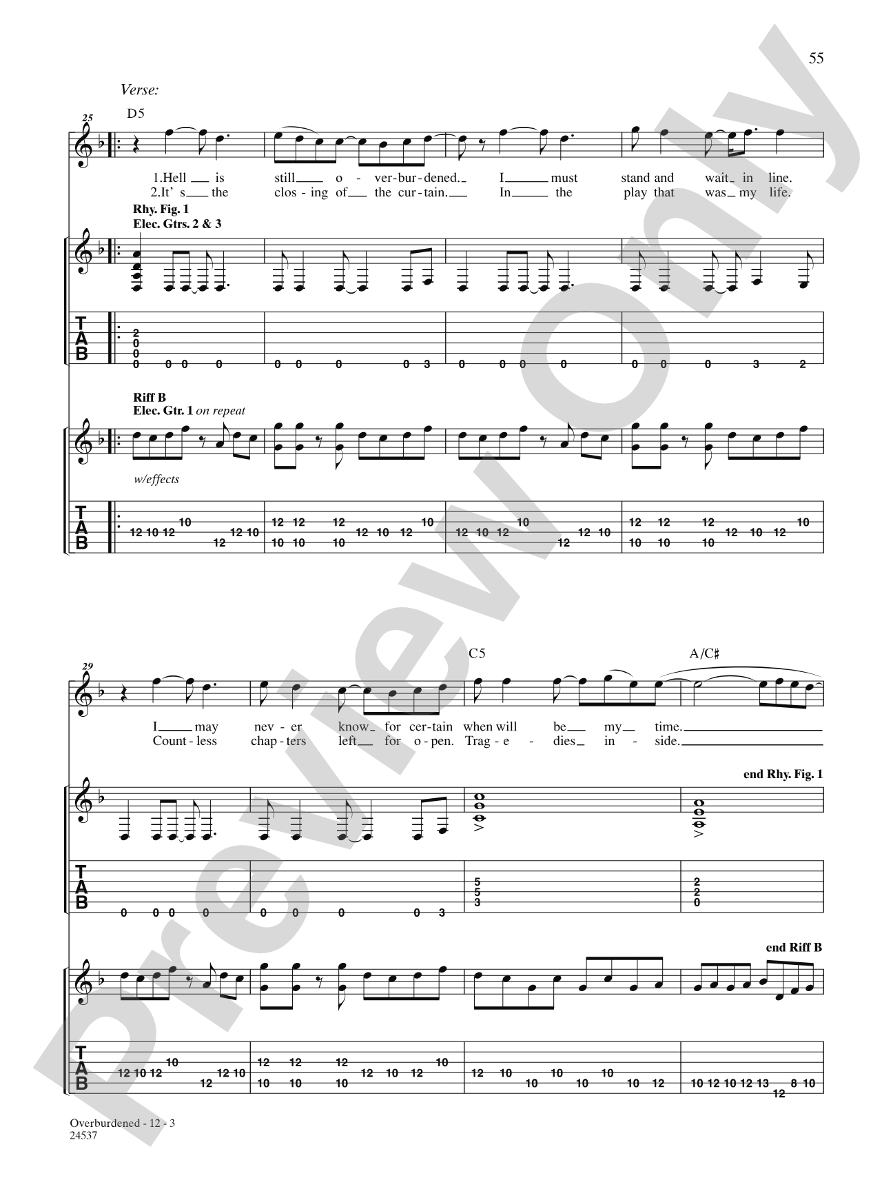 Overburdened: Authentic Guitar TAB