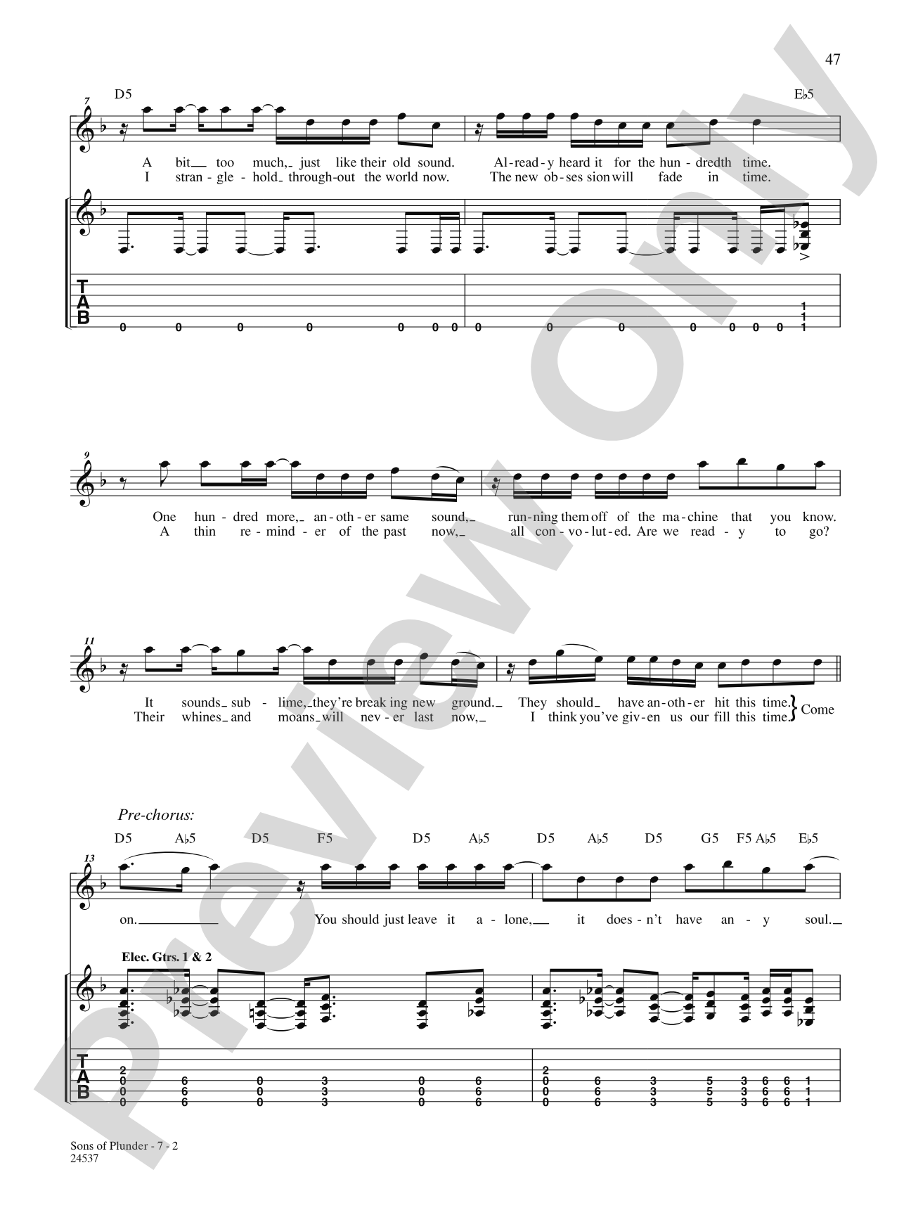 Sons Of Plunder: Authentic Guitar TAB