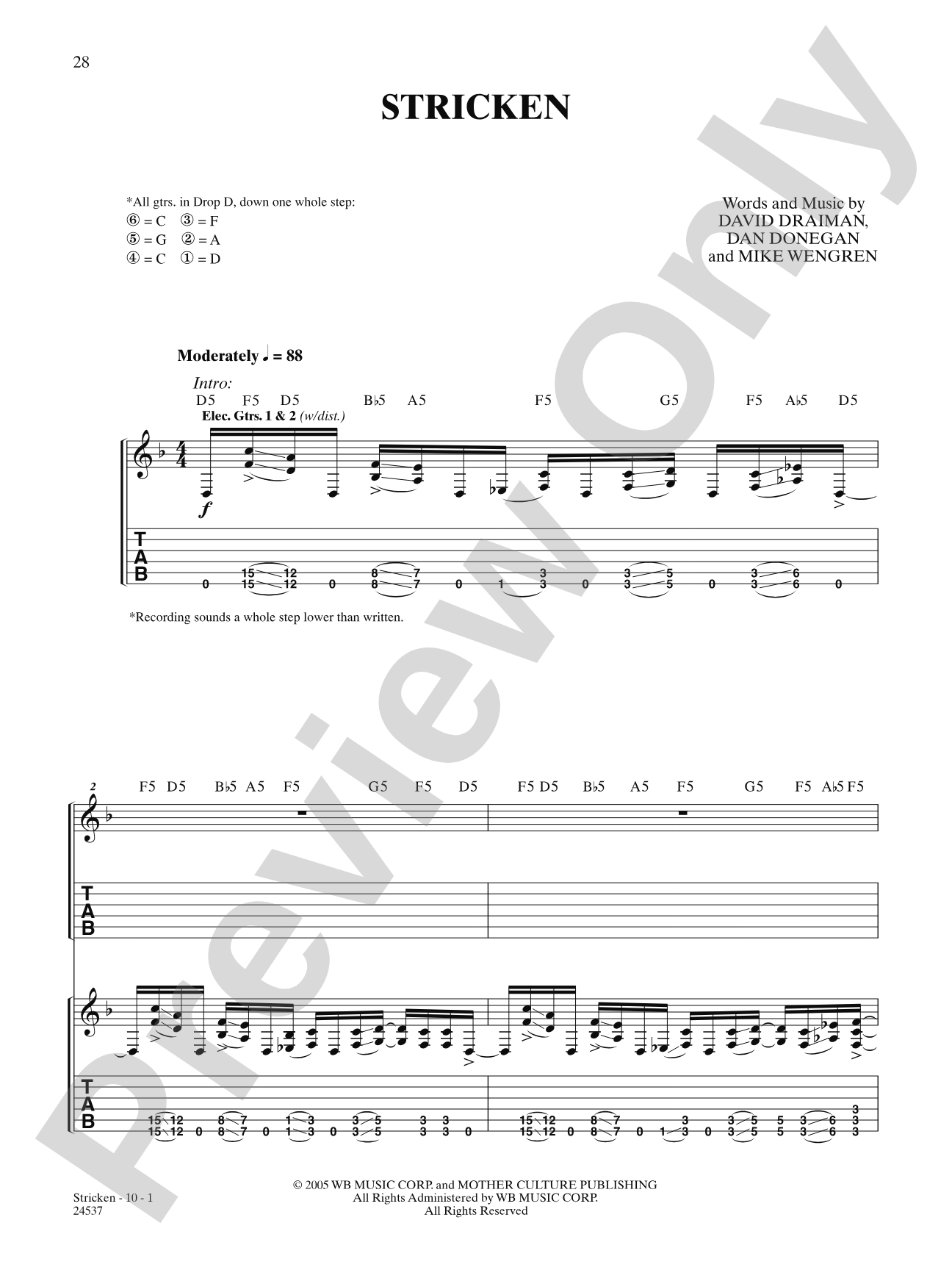 Stricken: Authentic Guitar TAB