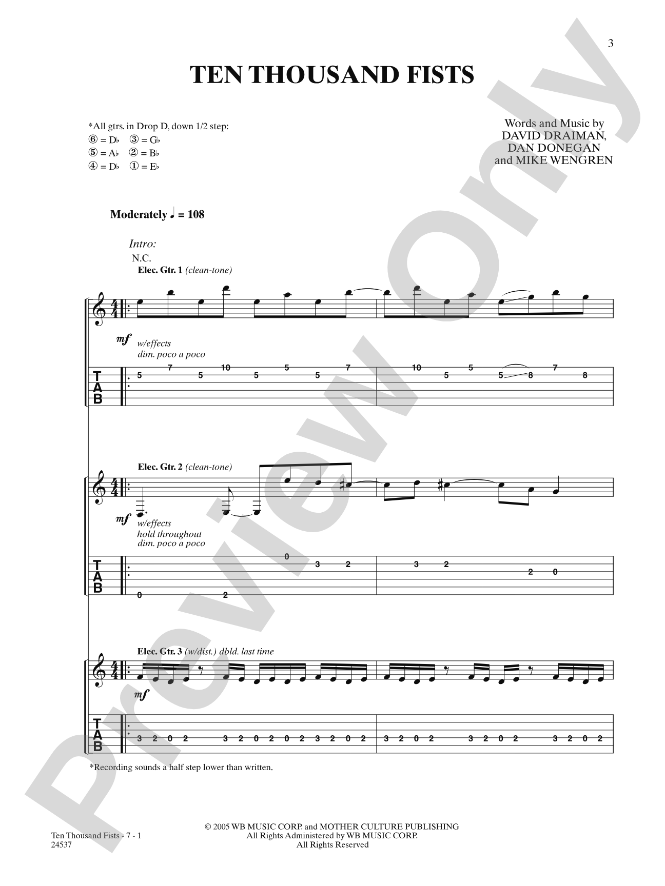 Ten Thousand Fists: Authentic Guitar TAB