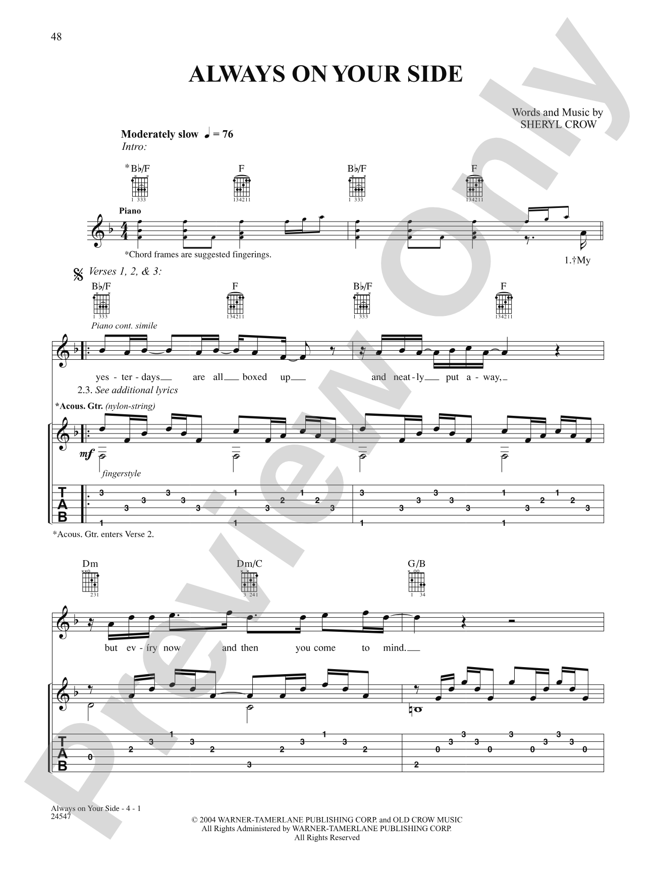 Always On Your Side: Authentic Guitar TAB