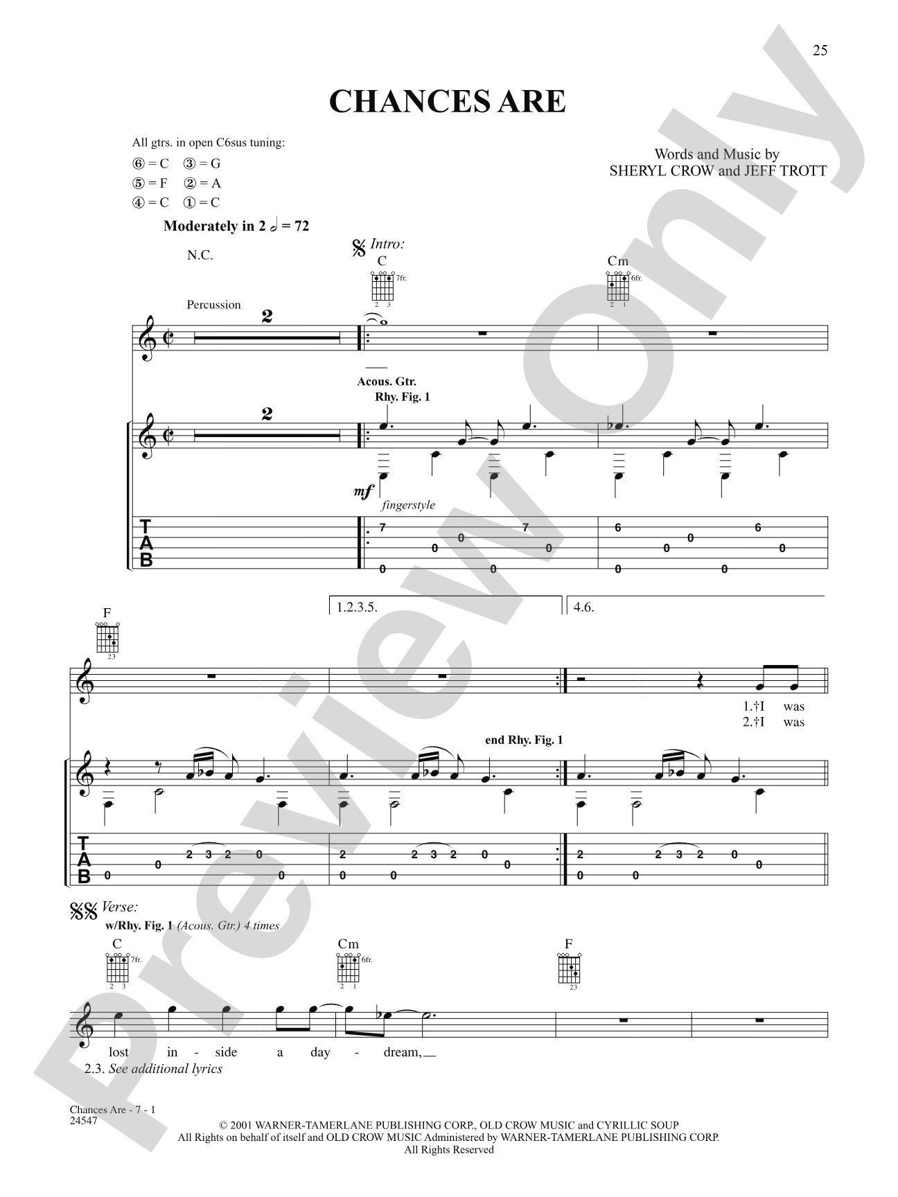 Chances Are: Authentic Guitar TAB