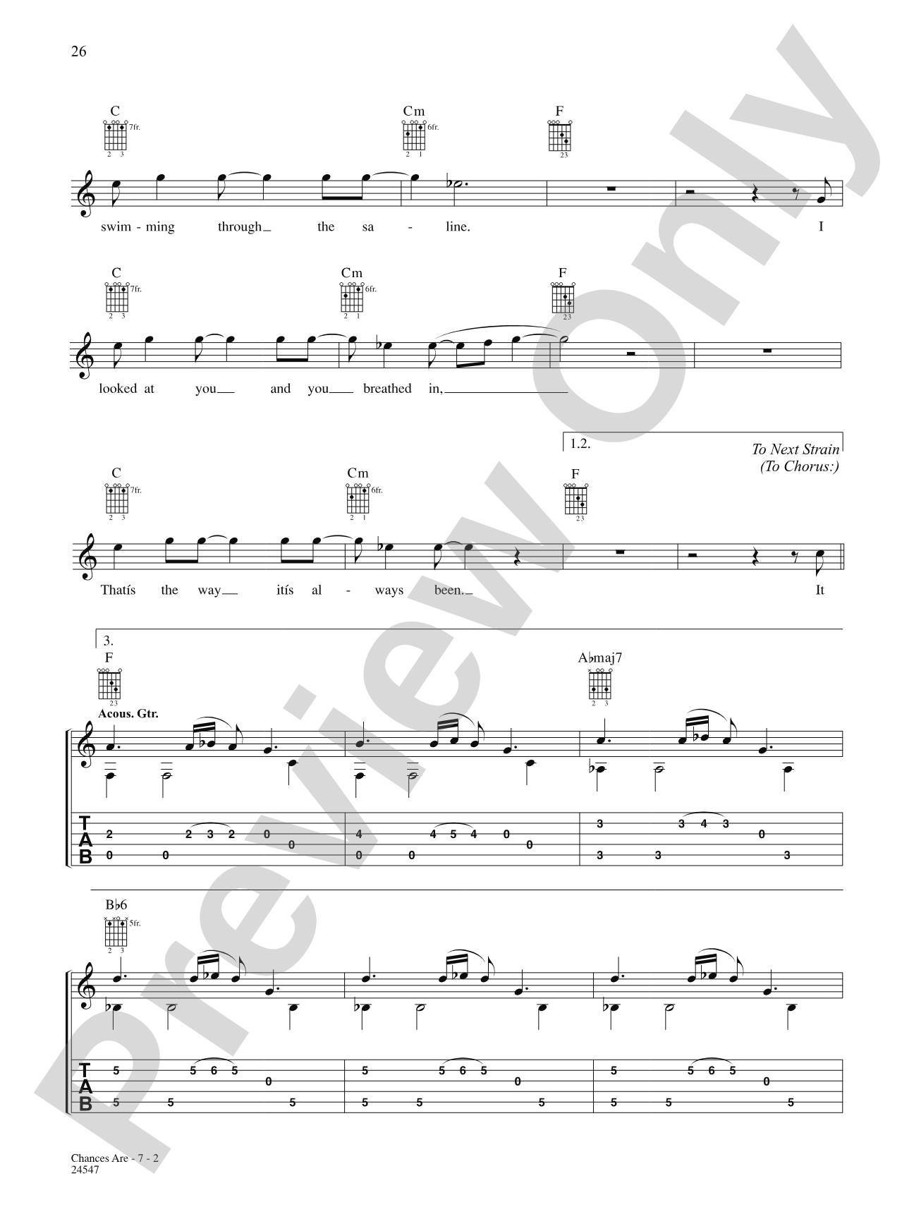 Chances Are: Authentic Guitar TAB