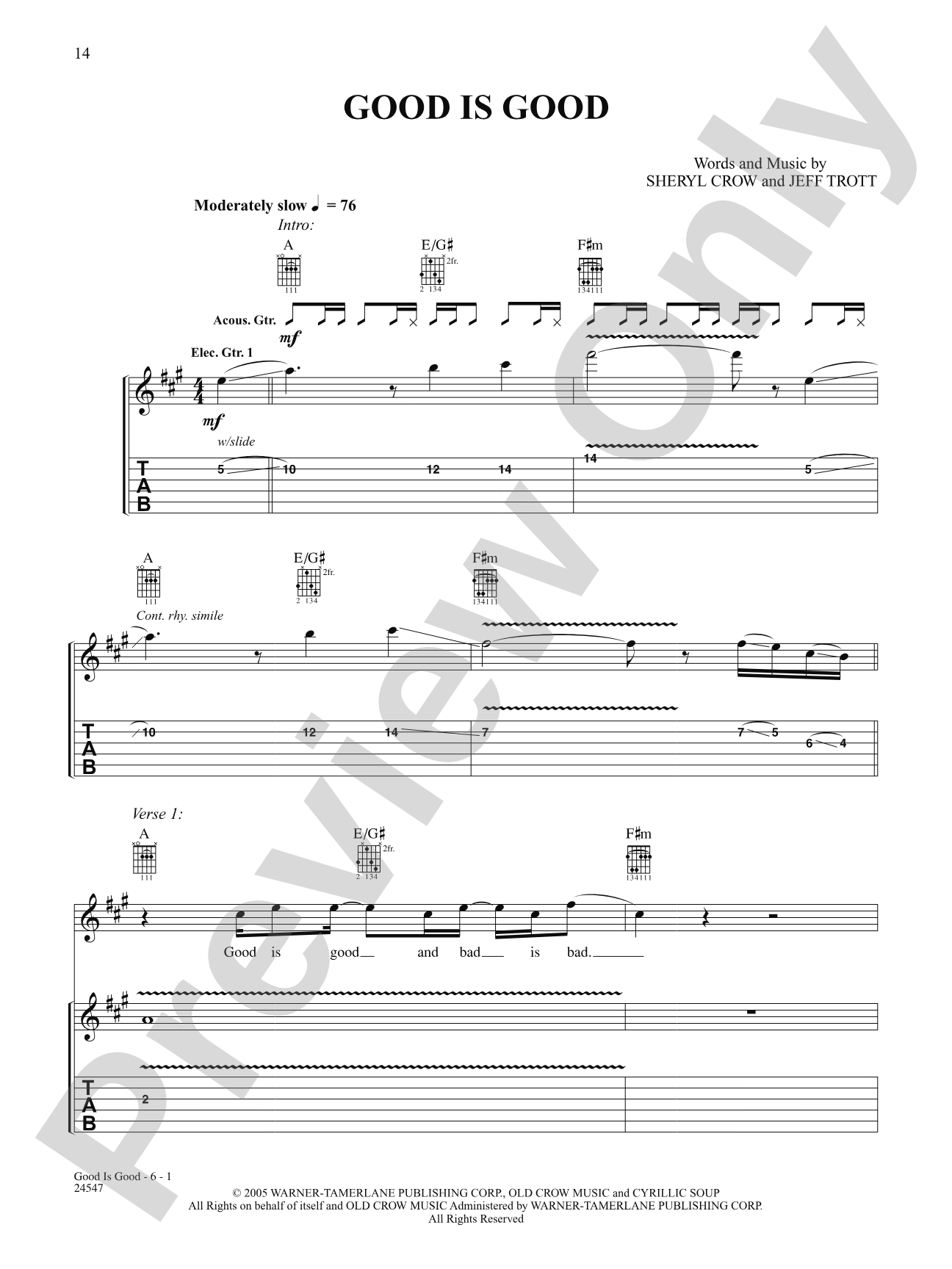 Good Is Good: Authentic Guitar TAB