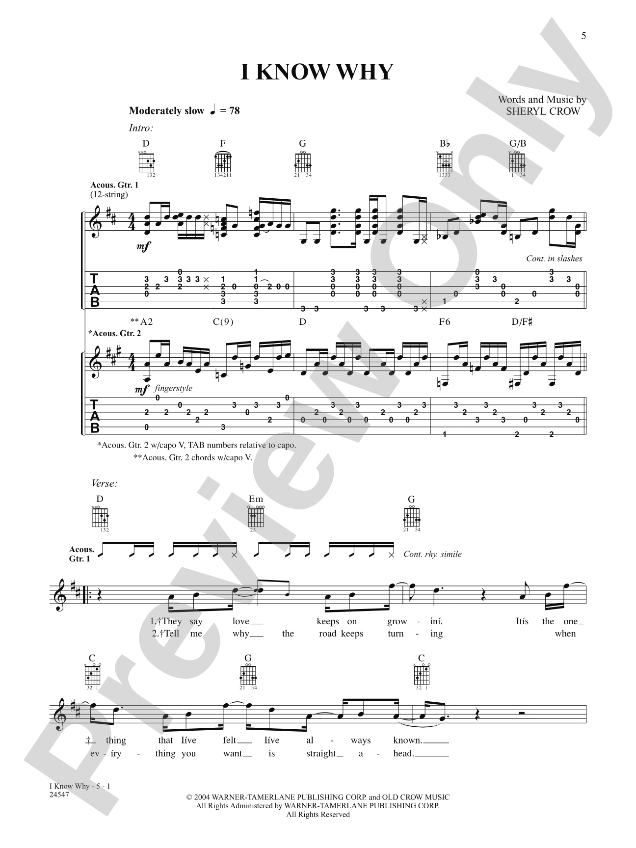 I Know Why: Authentic Guitar TAB