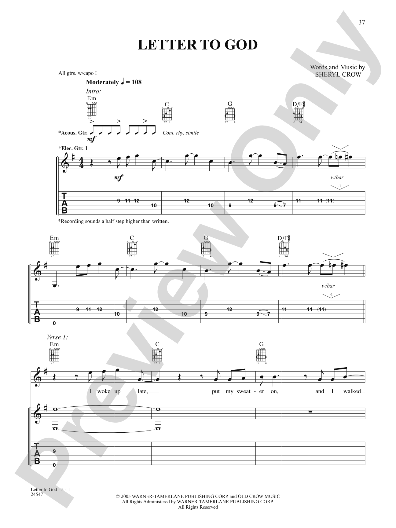 Letter To God: Authentic Guitar TAB