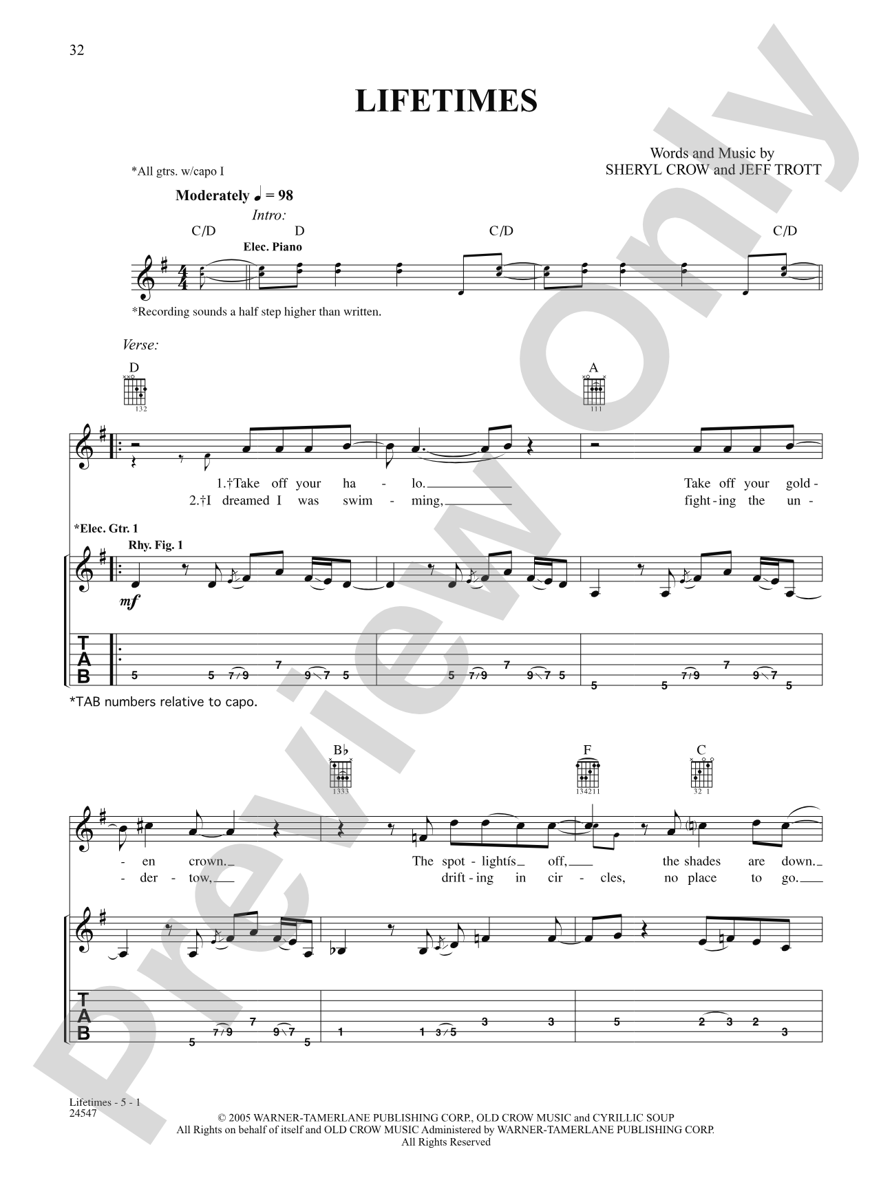Lifetimes: Authentic Guitar TAB