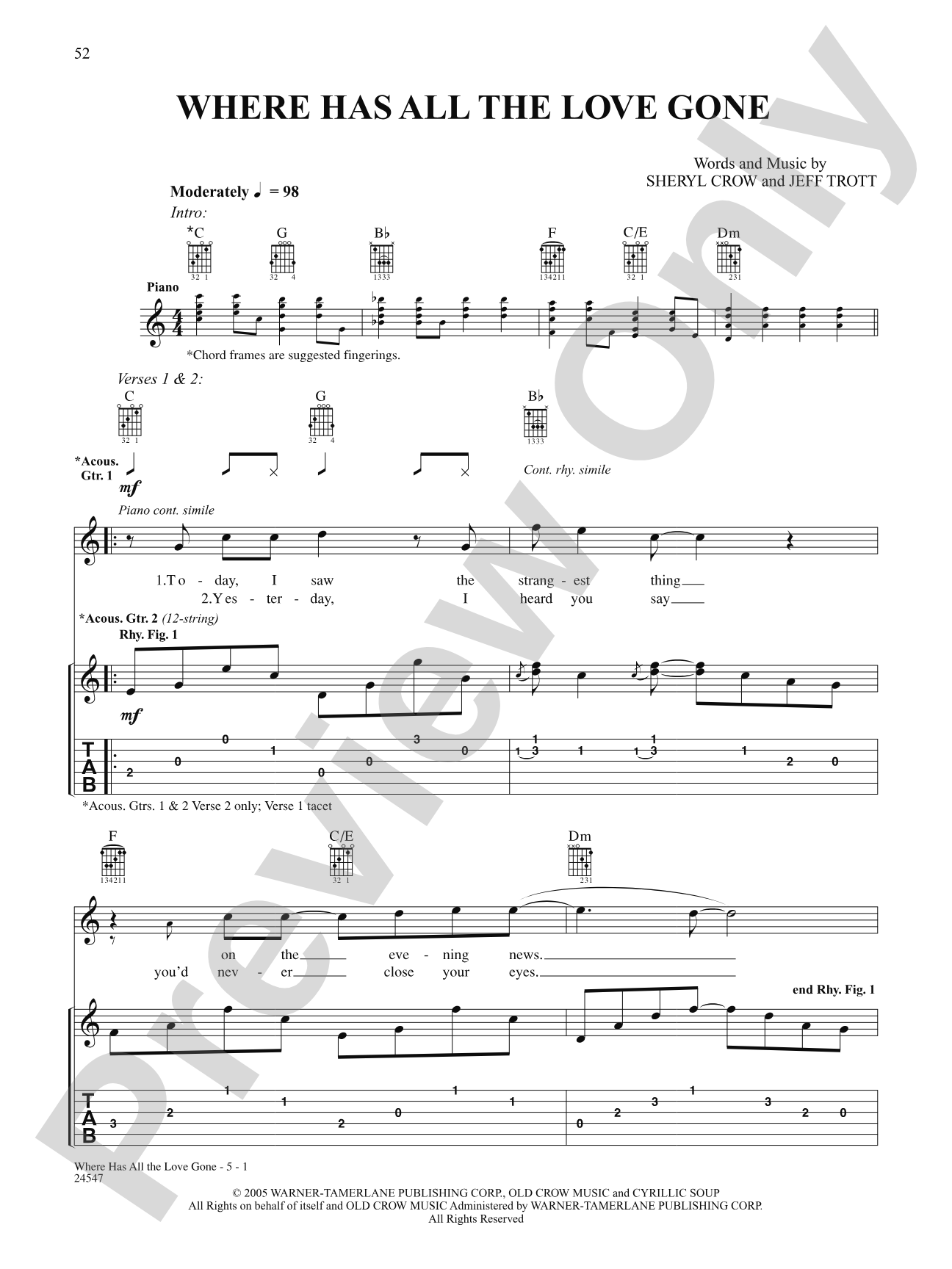 Where Has All The Love Gone: Authentic Guitar TAB