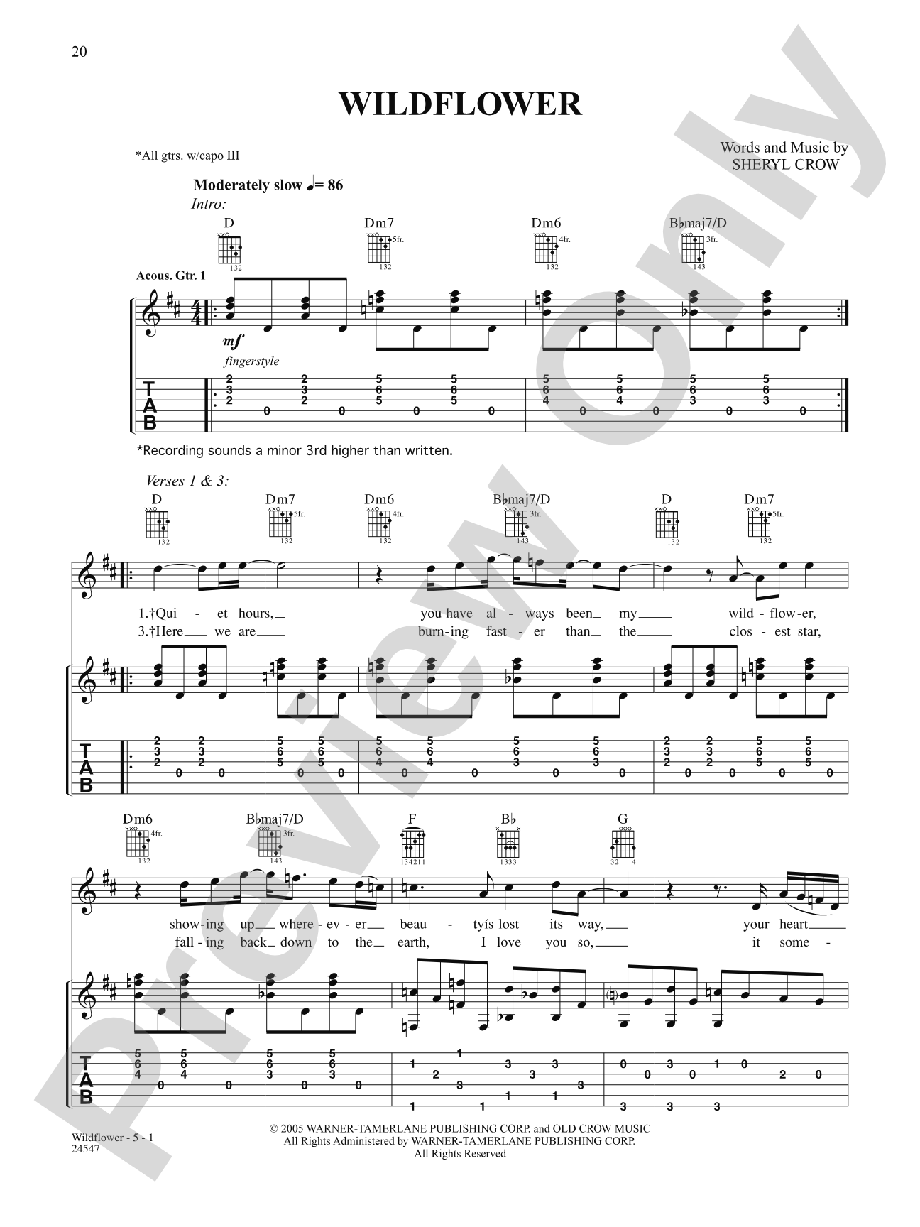 Wildflower: Authentic Guitar TAB
